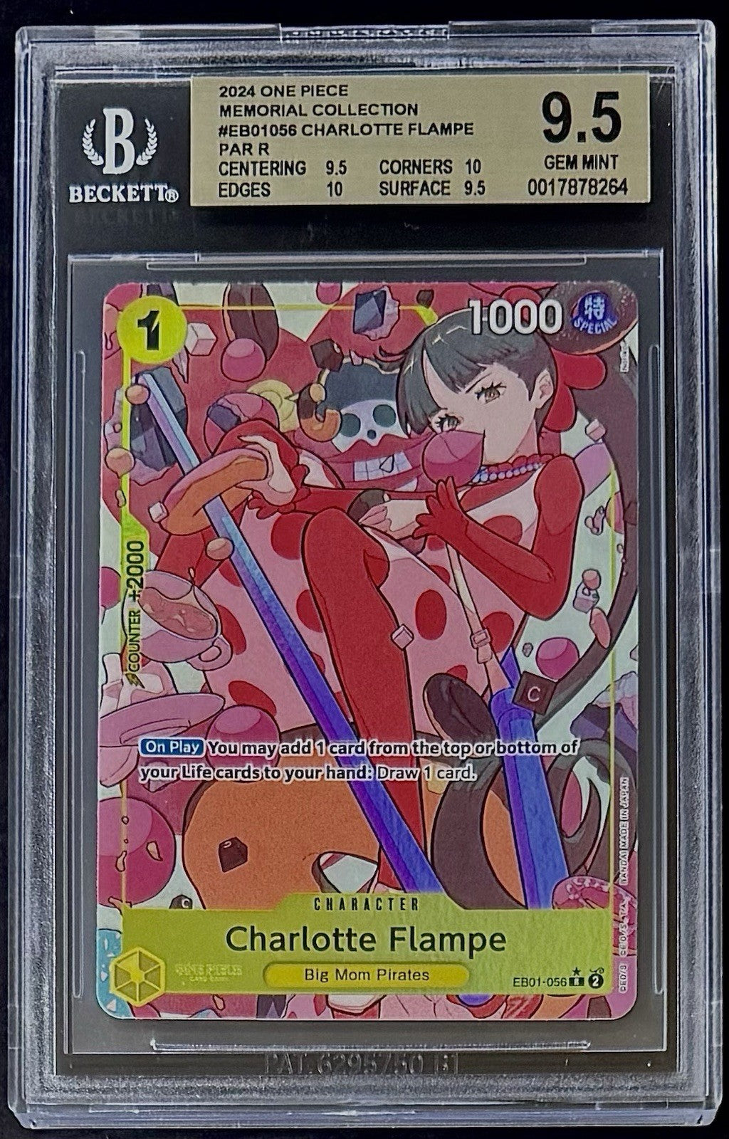 BGS 9.5 One Piece EB01-056 R* Charlotte Flampe - Parallel Art - English - Graded
