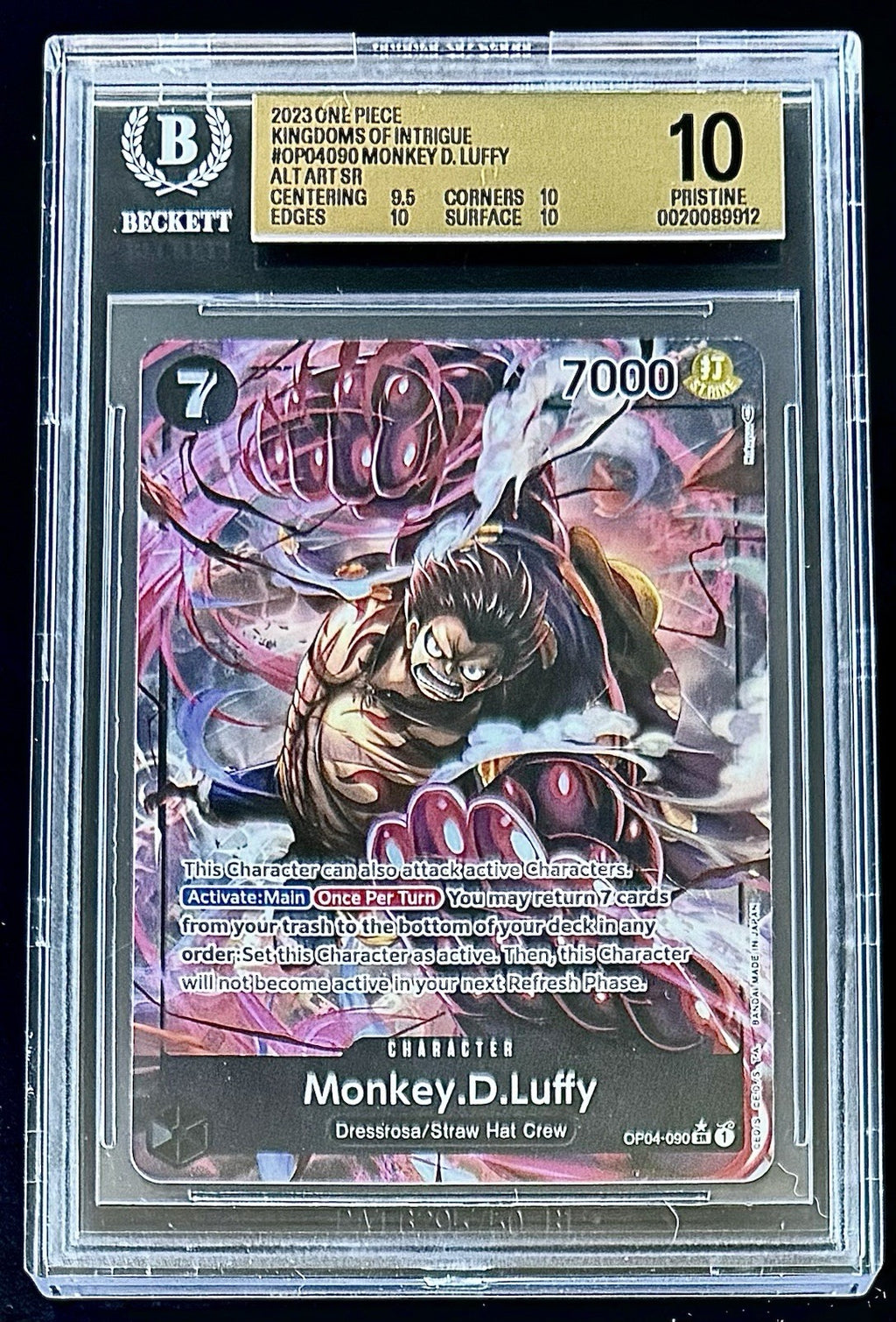 BGS 10 One Piece OP04-090 SR* - Monkey.D.Luffy -Alt Art- EN-Kingdoms of Intrigue