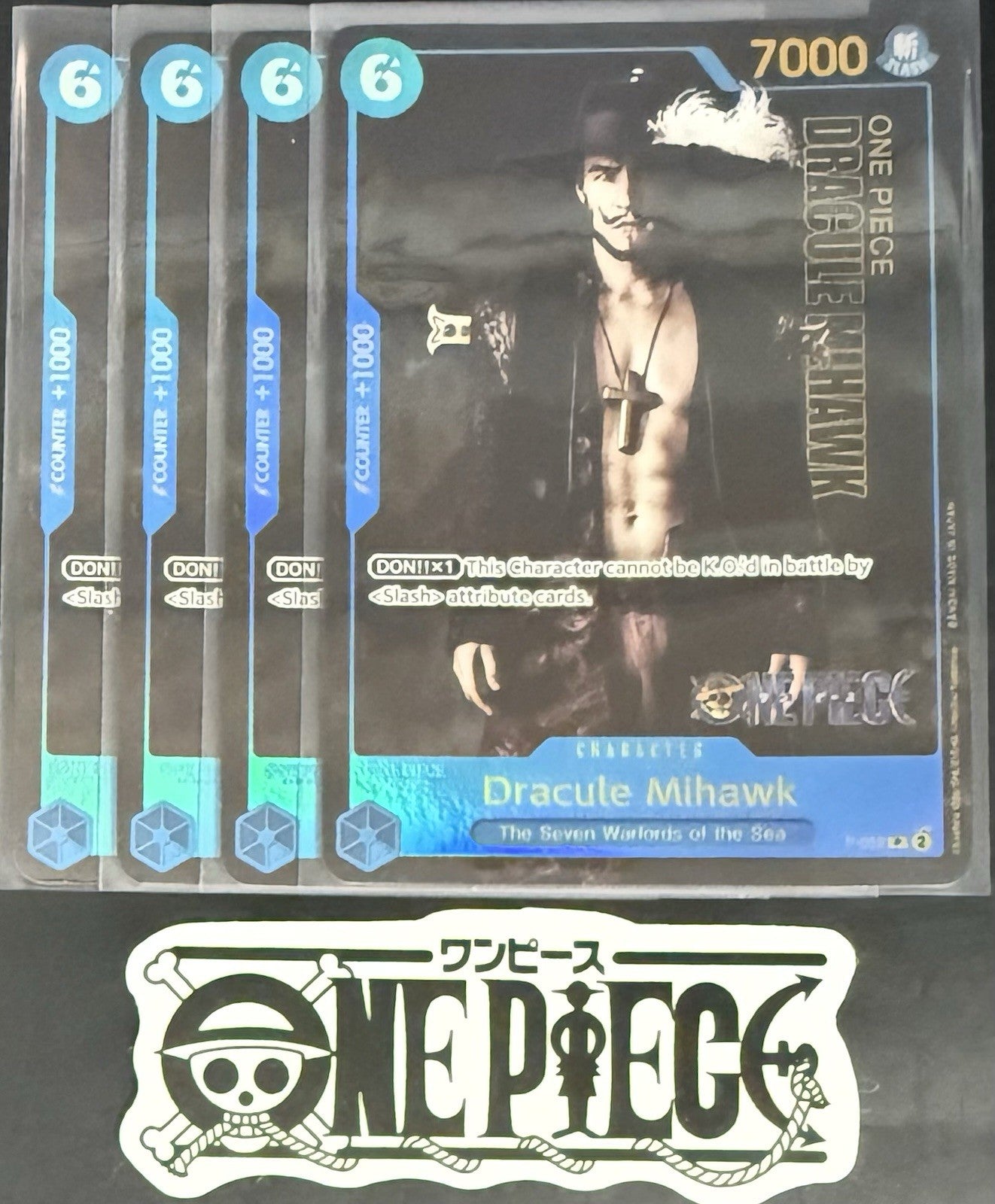 4x One Piece P-052 P Dracule Mihawk - English - Play Set - TCG - NM/M