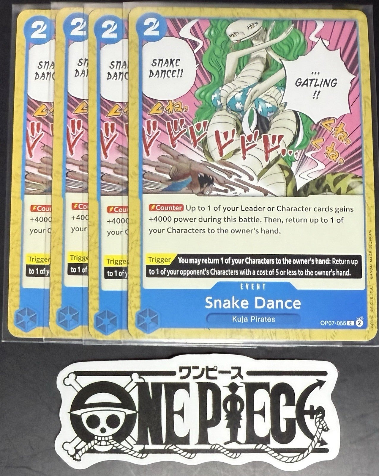 4x One Piece OP07-055 C Snake Dance - English - Regular - Play Set - NM/M
