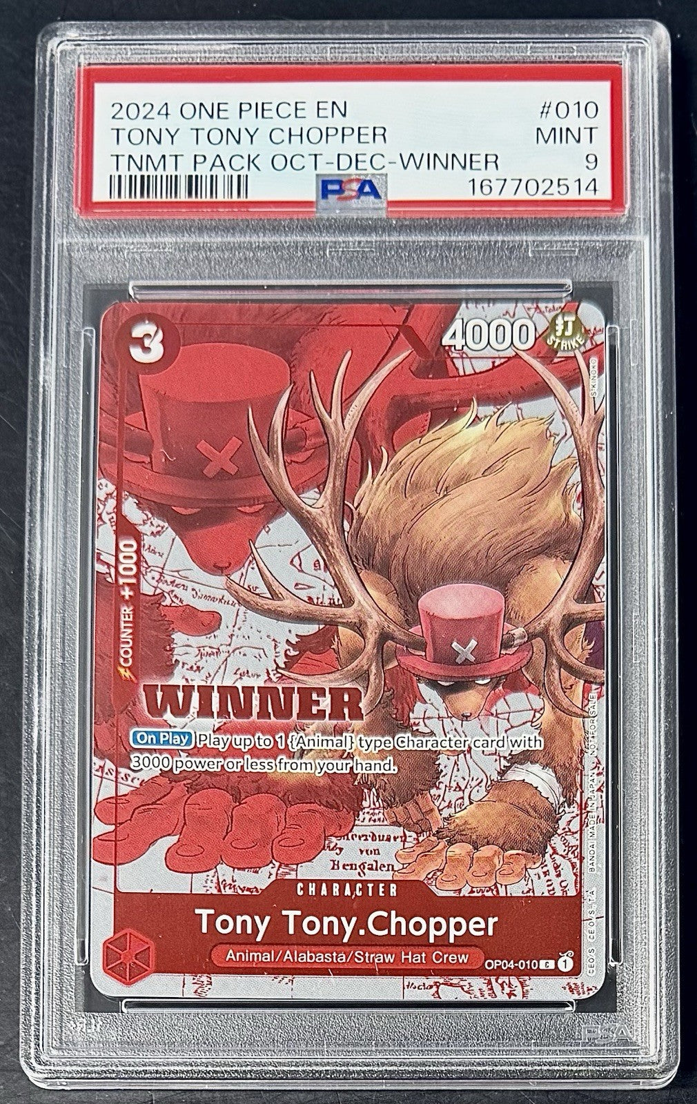 PSA 9 One Piece OP04-010 C - Tony Tony.Chopper - Winner - EN - TNMT Pack Oct-Dec