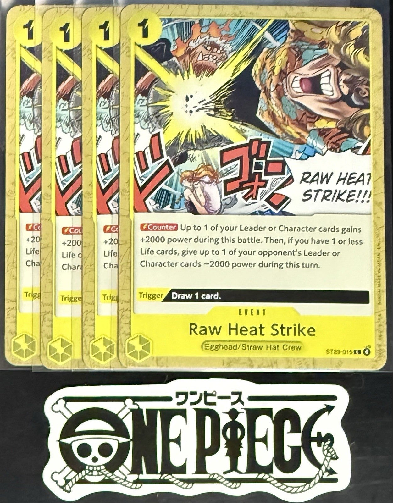 4x One Piece ST29-015 C Raw Heat Strike - ENG - Regular - Playset - TCG - NM/M