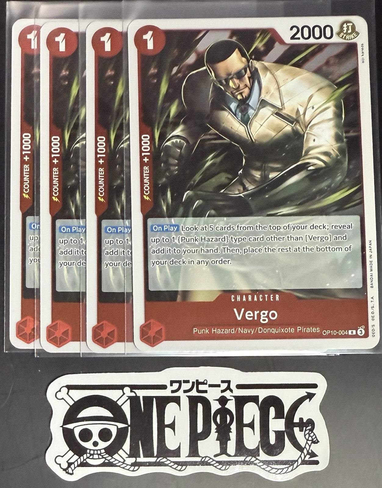 4x One Piece OP10-004 R Vergo - English - Foil - Playset - TCG - NM/M