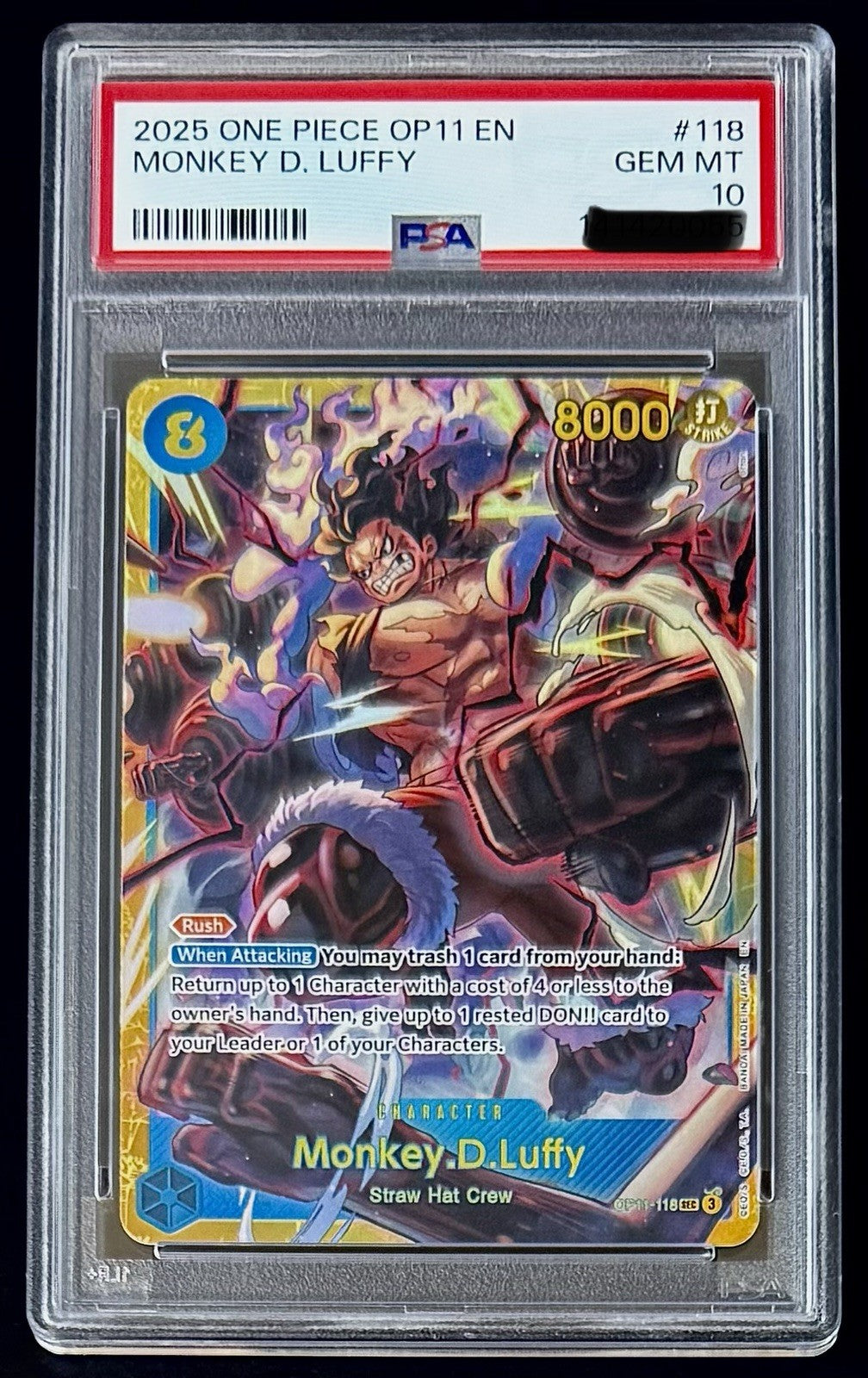 PSA 10 One Piece OP11-118 SEC - Monkey.D.Luffy - EN -Foil-A Fist of Divine Speed