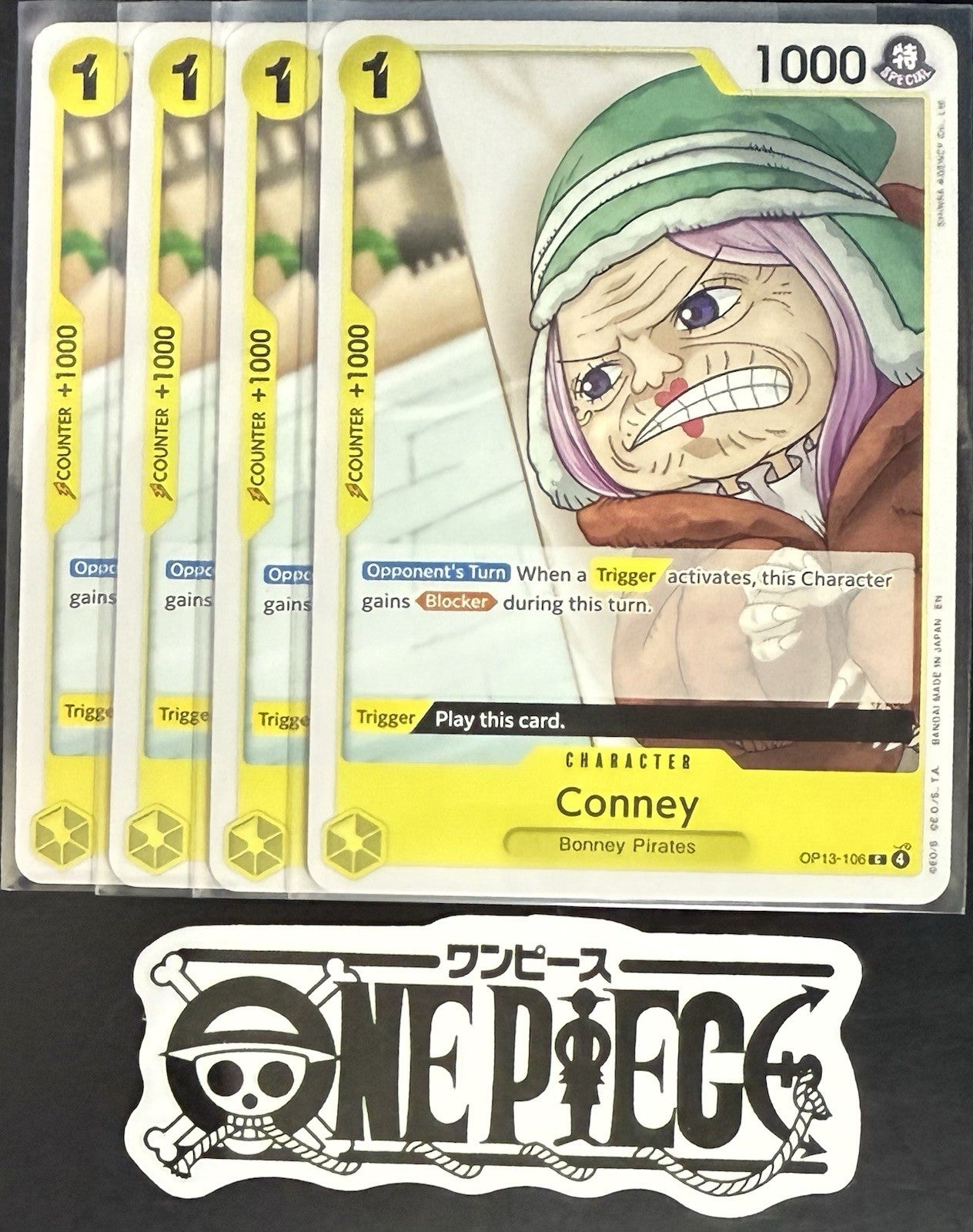 4x One Piece OP13-106 C Conney - ENG - Regular - Playset - TCG - NM/M