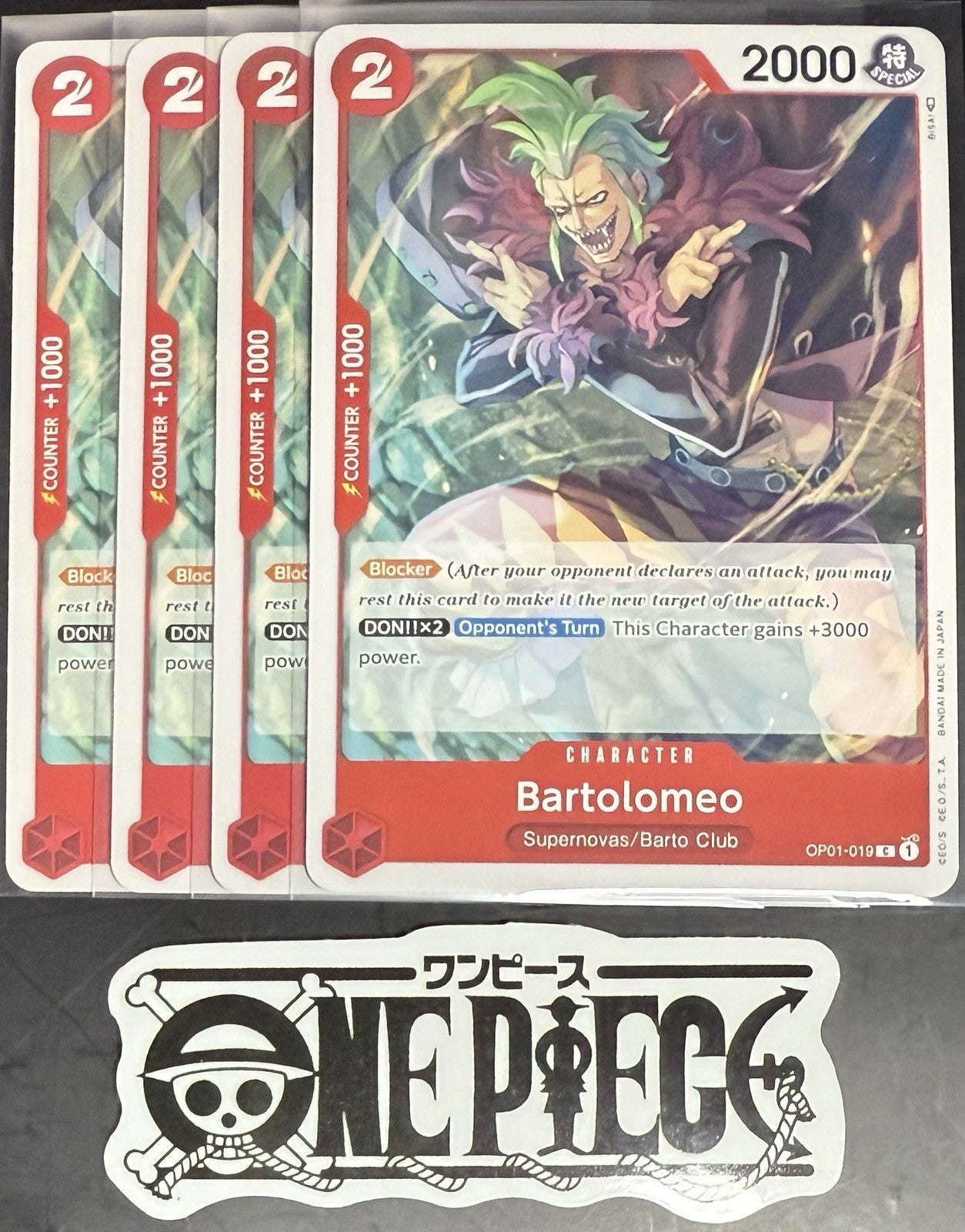 4x One Piece OP01-019 C Bartolomeo - English - Regular - Playset - TCG - NM/M