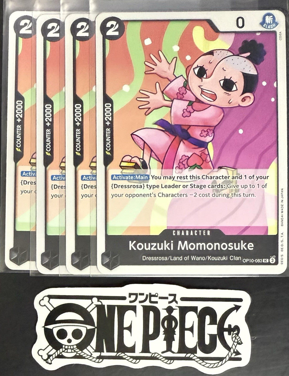 4x One Piece OP10-083 UC Kouzuki Momonosuke - ENG - Regular - Playset - TCG-NM/M