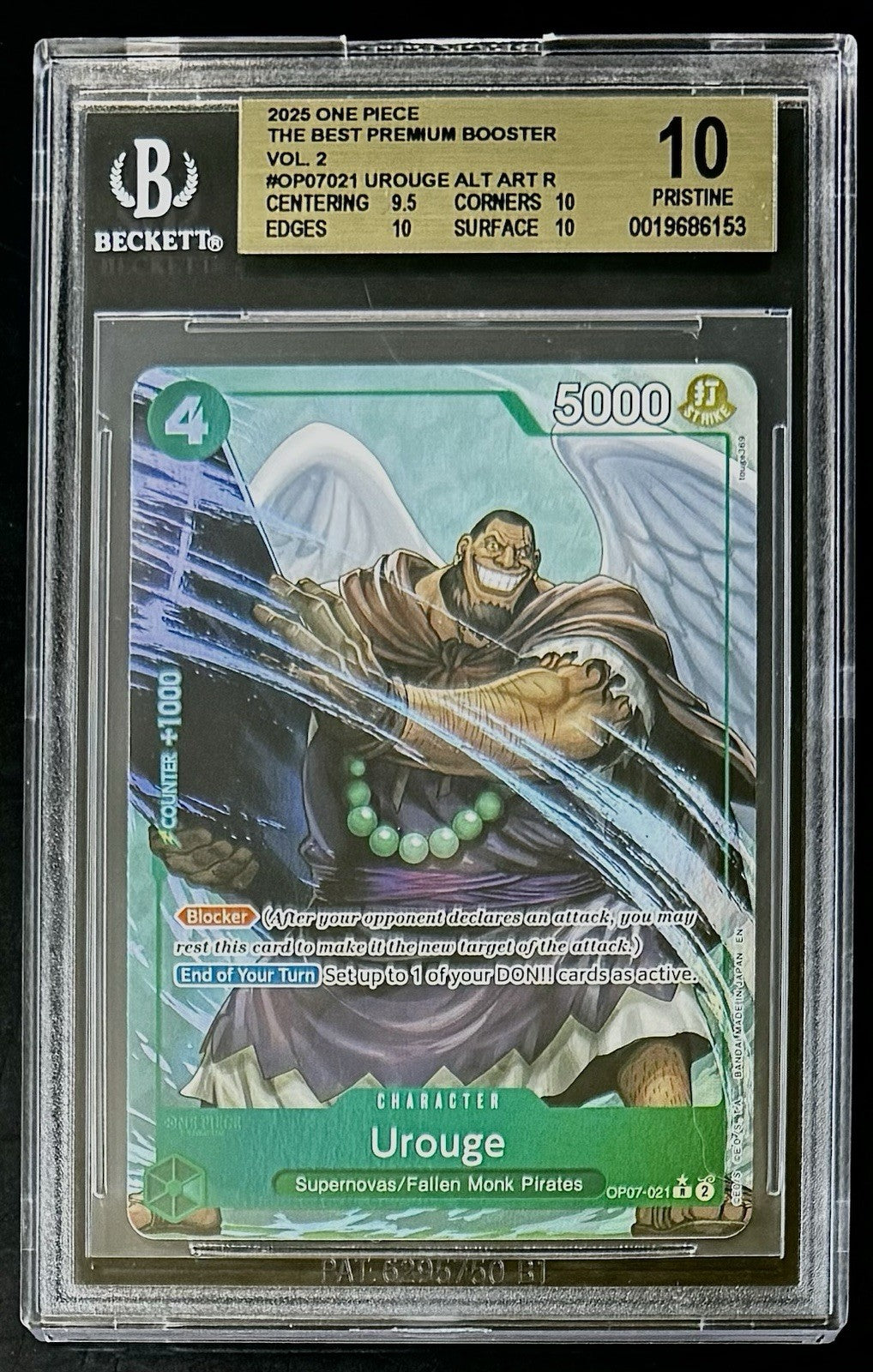BGS 10 One Piece OP07-021 R* Urouge - Alt Art - EN - Foil - PRB02 - Graded