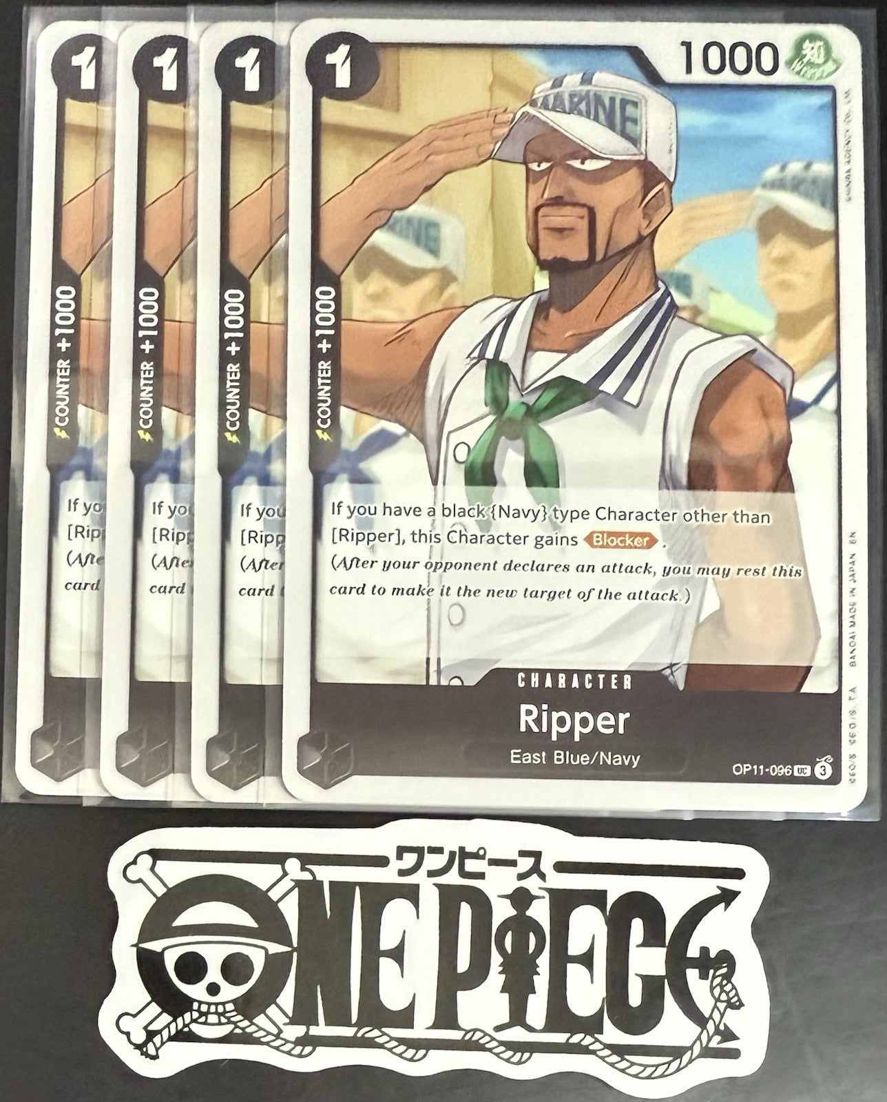4 x One Piece OP11-096 UC Ripper - ENG - Regular - Playset - TCG - NM/M