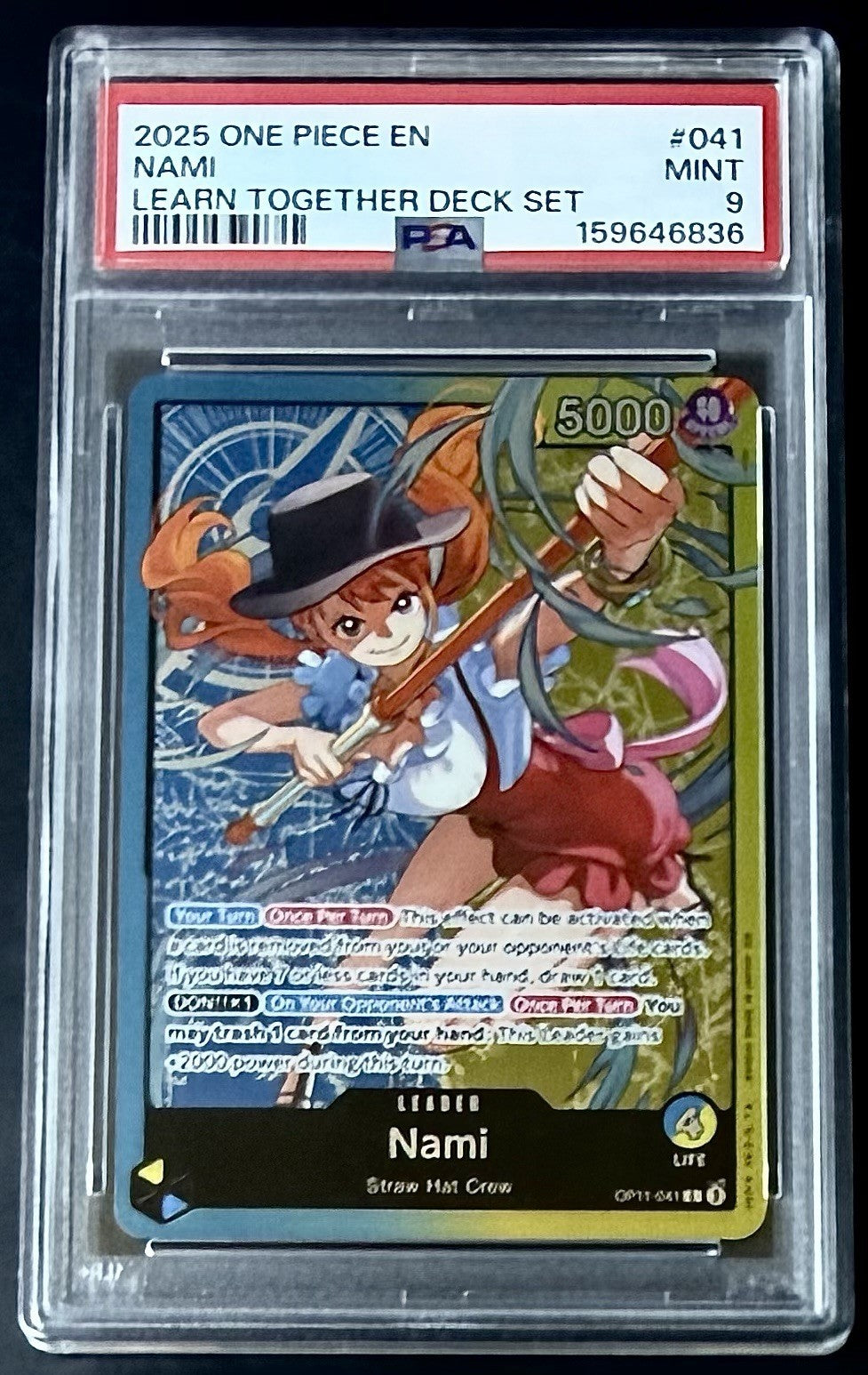 PSA 9 One Piece OP11-041 L - Nami - EN - LD01 Learn Together Deck Set