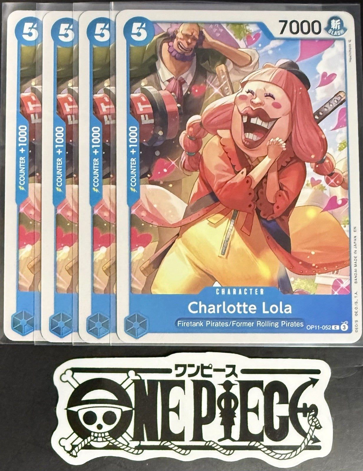 4 x One Piece OP11-052 C Charlotte Lola - ENG - Regular - Playset - TCG - NM/M