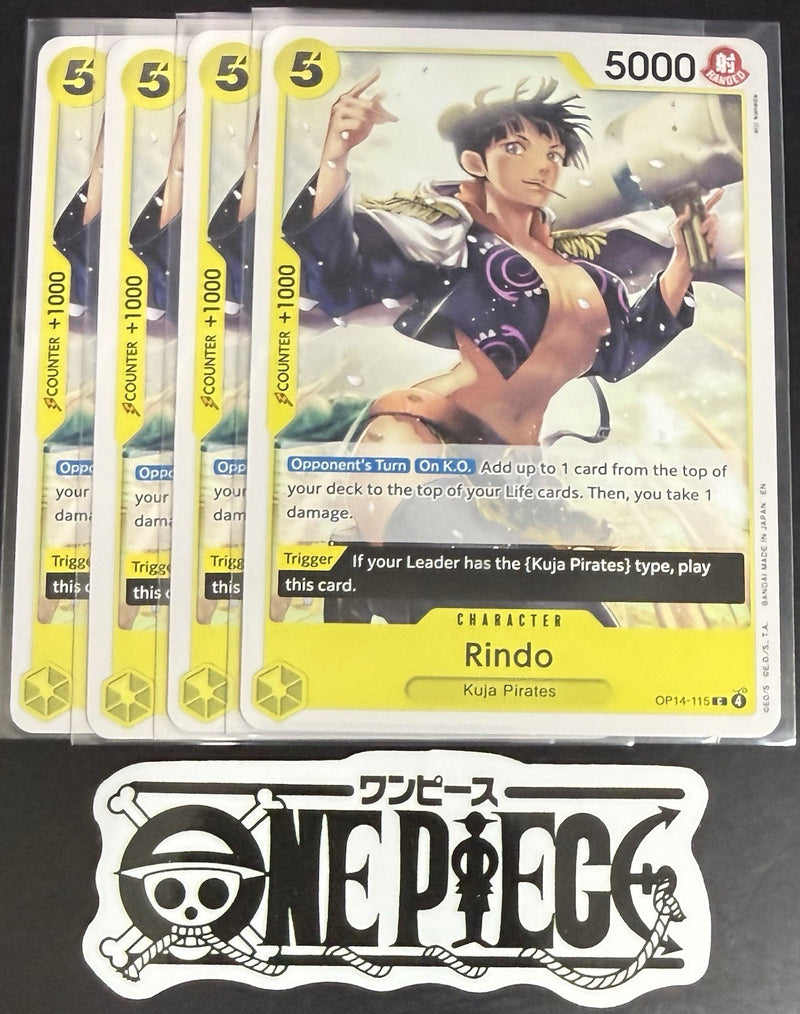 4x One Piece OP14-115 C - Rindo - EN - Regular - Play Set - NM/M