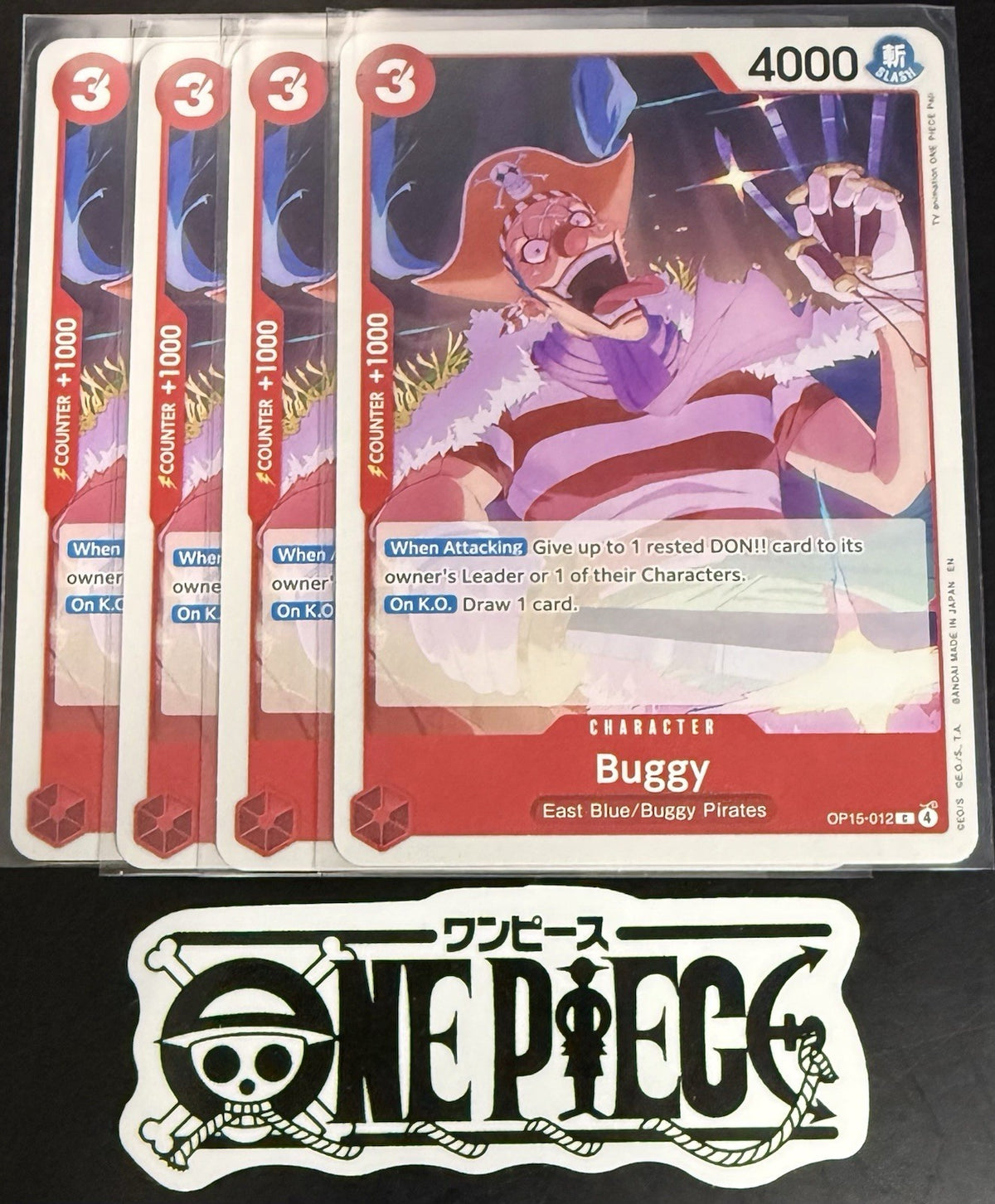 4x One Piece OP15-012 C - Buggy - EN - Regular - Play Set - TCG - NM/M