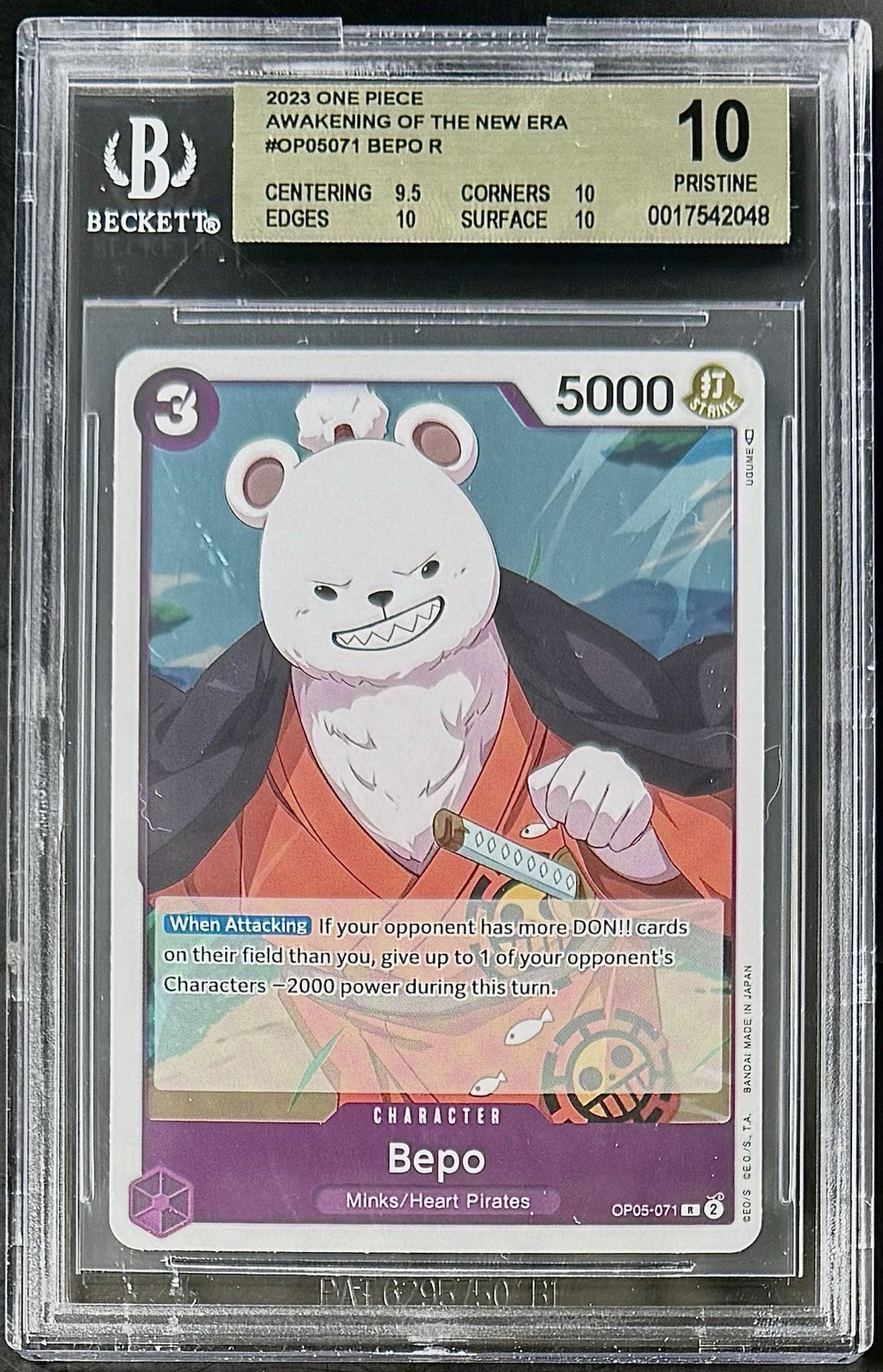 BGS 10 One Piece OP05-071 R Bepo - English - Awakening of the New Era - Graded