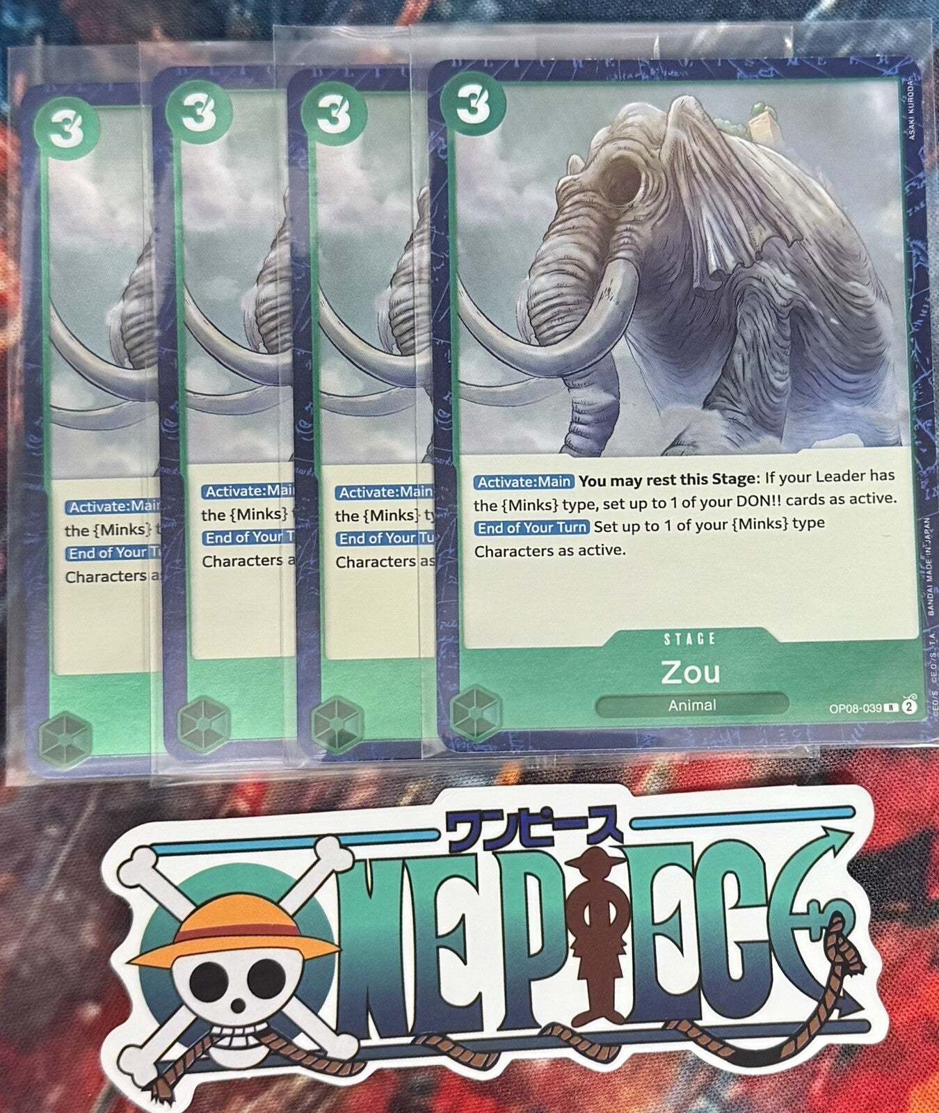 4x One Piece OP08-039 R Zou - English - Playset - Foil - TCG - NM/M
