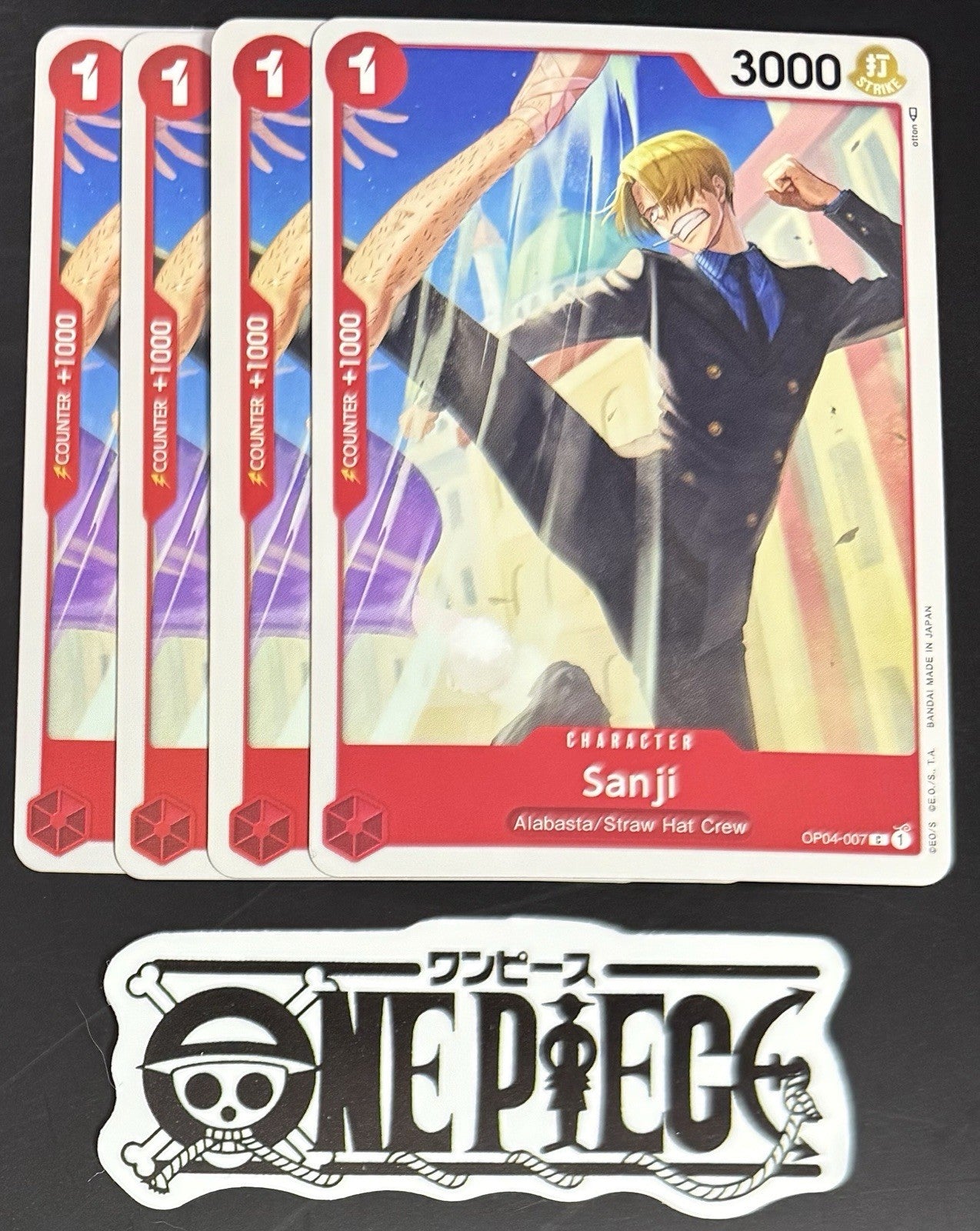 4x One Piece OP04-007 C Sanji - English - Regular - Play Set - TCG - NM/M