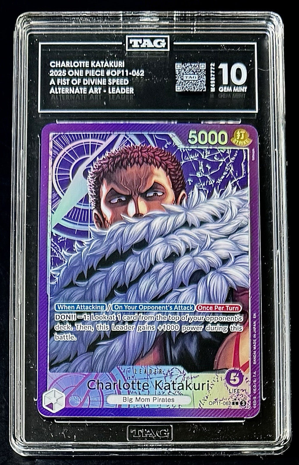 TAG 10 One Piece OP11-062 L* Charlotte Katakuri - Alt Art - EN - Foil - Graded