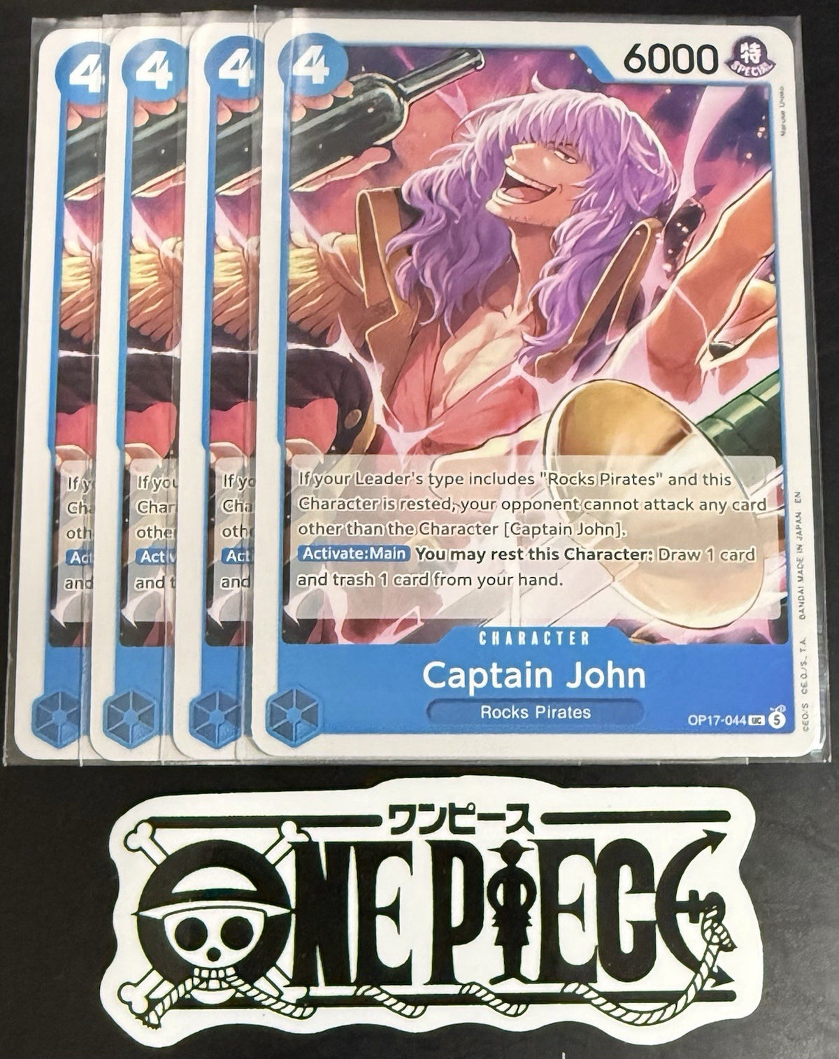 4x One Piece OP17-044 UC - Captain John - EN - Regular - Play Set - TCG - NM/M
