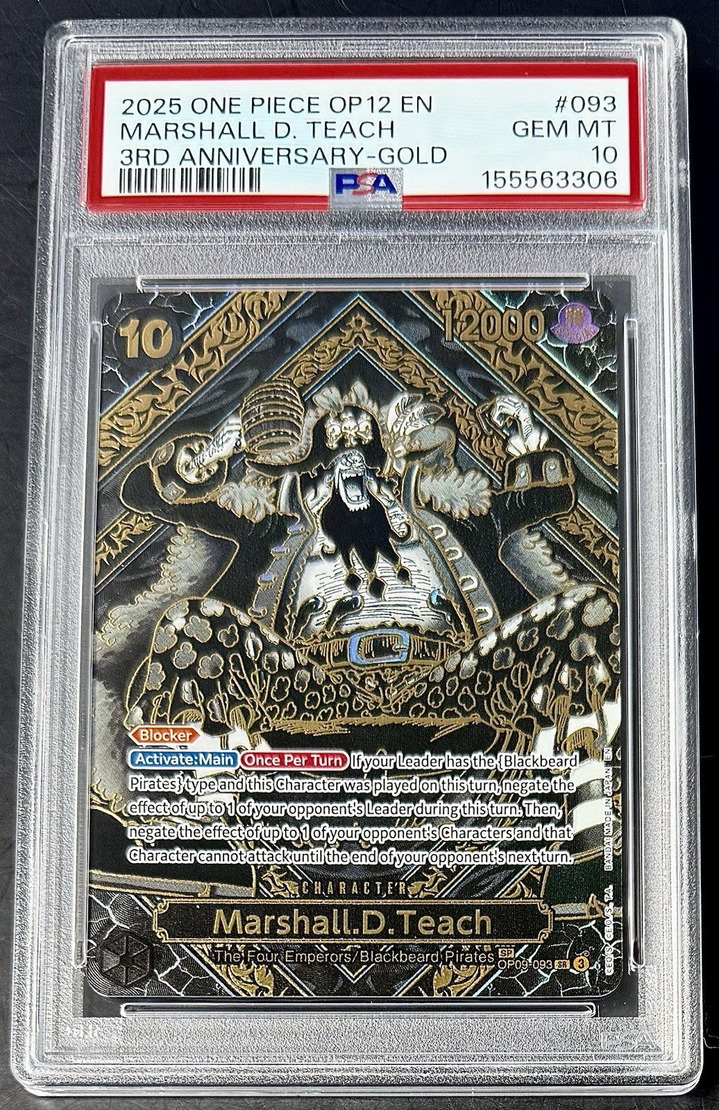PSA 10 One Piece SP OP09-093 SR - Marshall.D.Teach - 3rd Anniversary Gold - EN