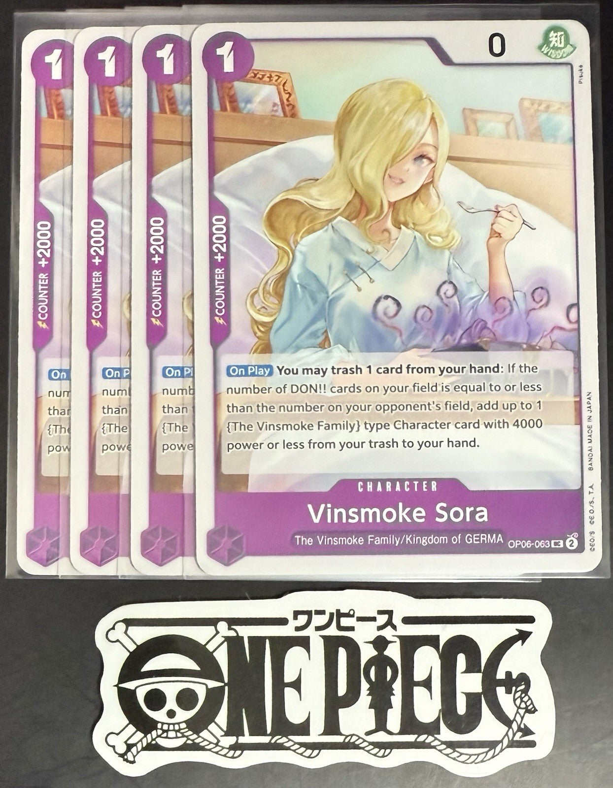 4x One Piece OP06-063 UC Vinsmoke Sora - English - Regular - Playset - NM/M