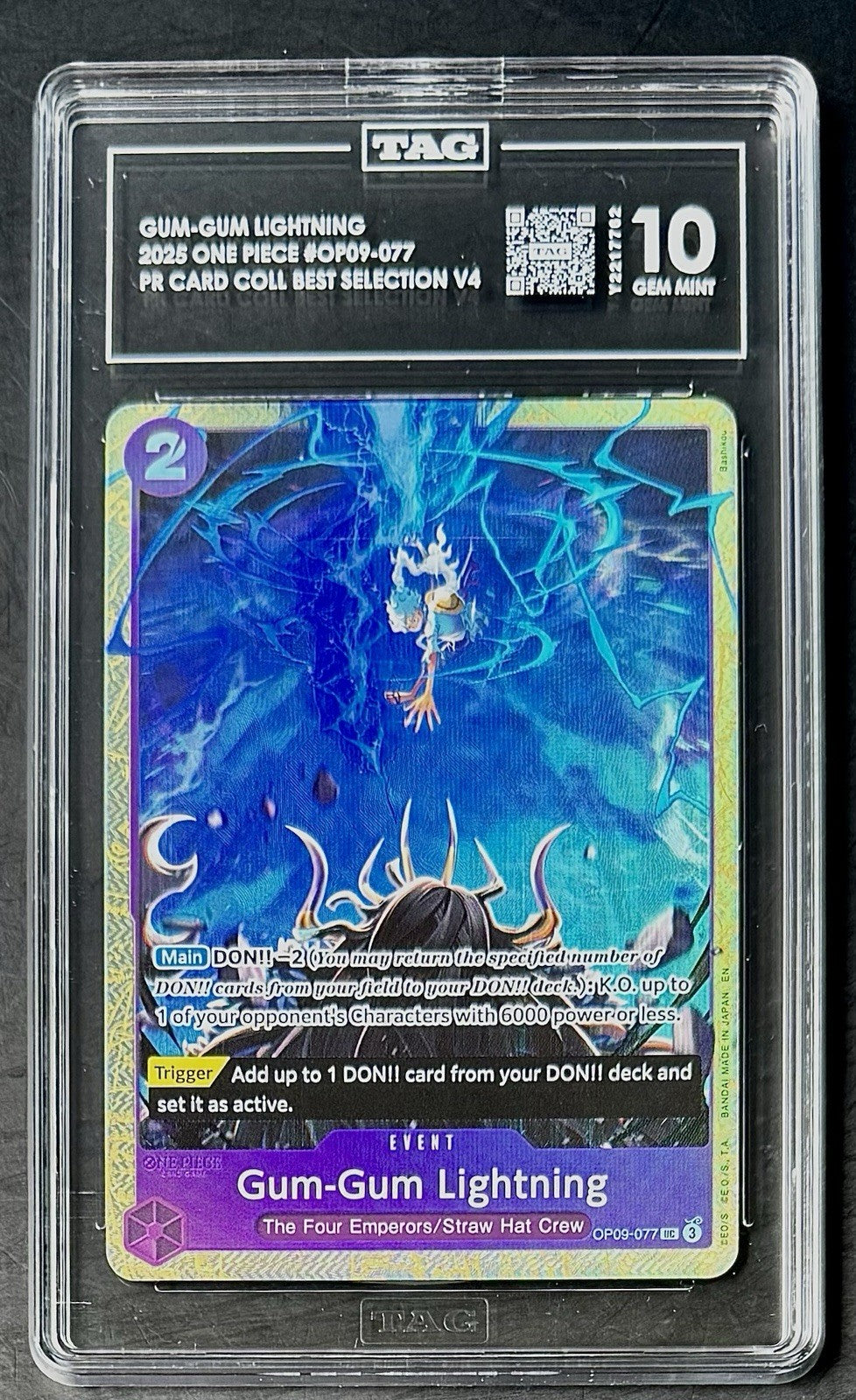 TAG 10 One Piece OP09-077 UC Gum-Gum Lightning - EN - Foil - Best Vol.4 - Graded