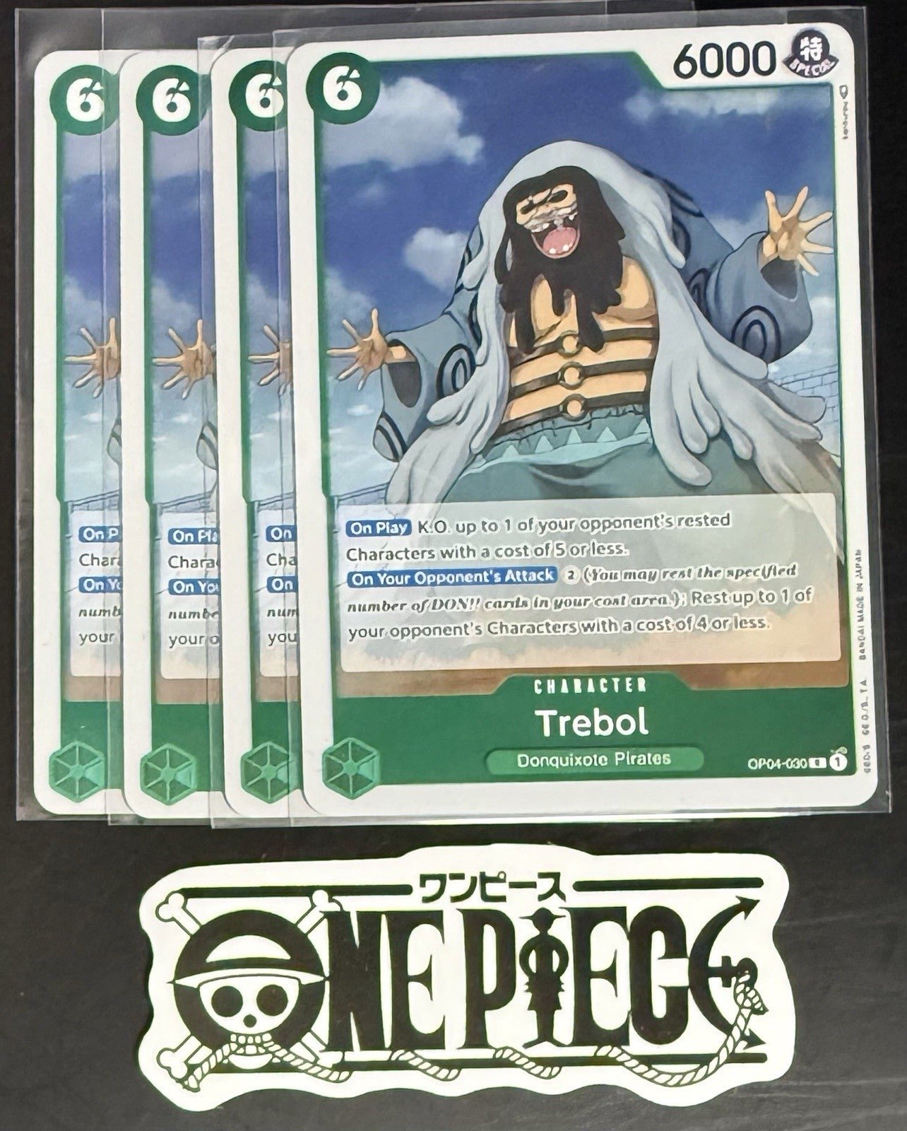 4x One Piece OP04-030 R Trebol - English - Foil - Play Set - TCG - NM/M