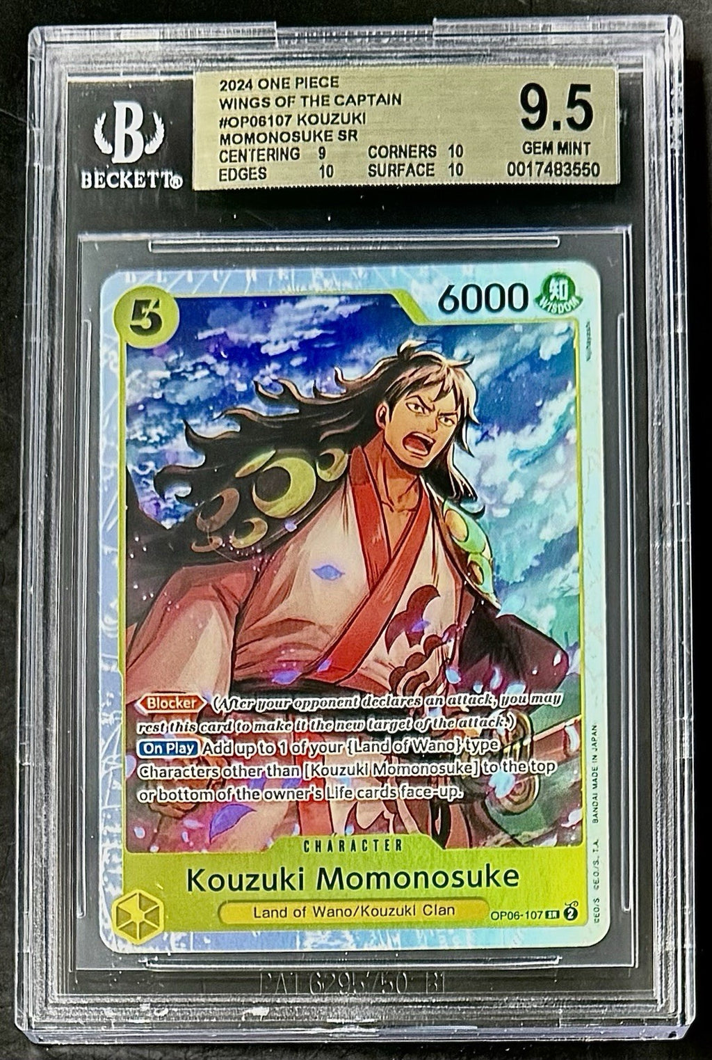 BGS 9.5 One Piece OP06-107 SR Kouzuki Momonosuke - English- Wings of the Captain