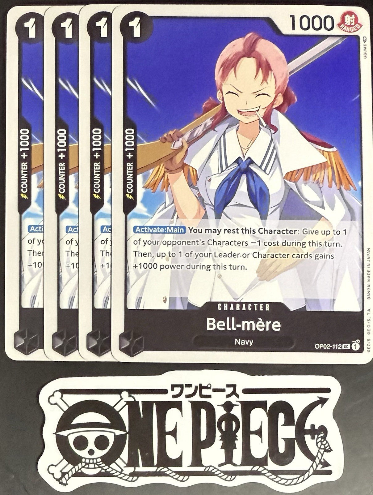 4x One Piece OP02-112 UC Bell-mere - English - Playset - Regular - TCG - NM/M