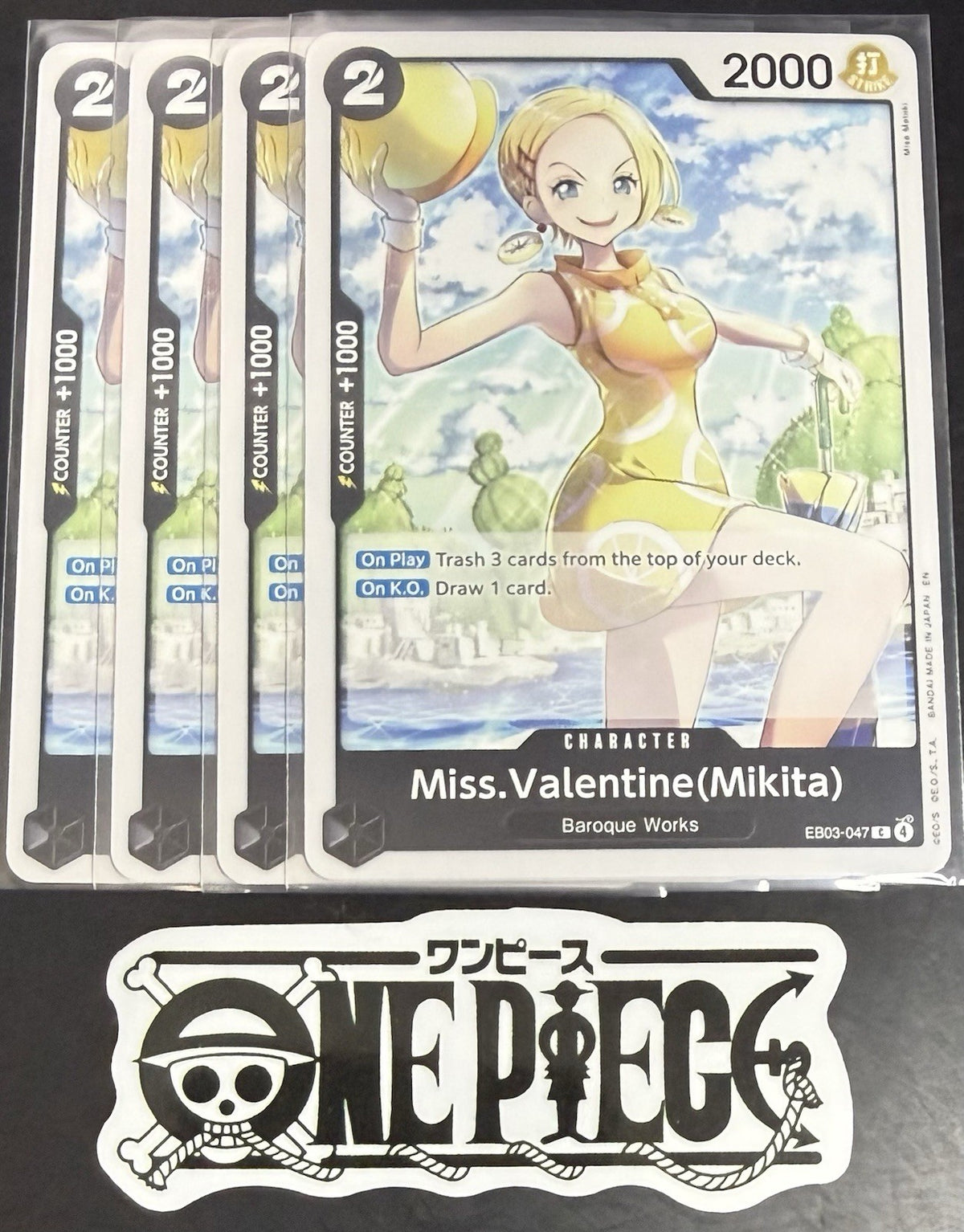 4 x One Piece EB03-047 C - Miss.Valentine - EN - Regular - Play Set - TCG - NM/M