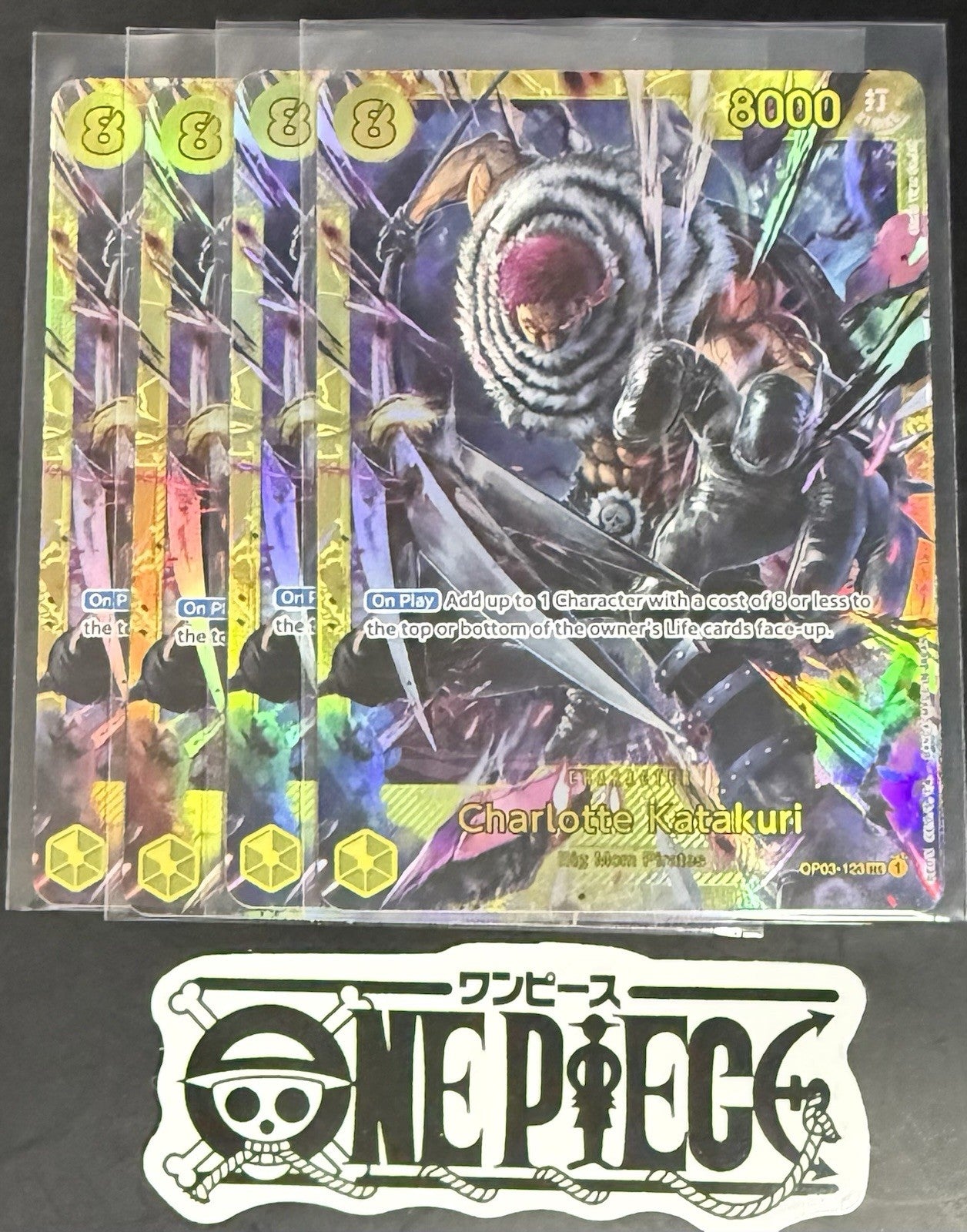 4x One Piece OP03-123 SEC Charlotte Katakuri - ENG - Foil - Playset - TCG - NM/M