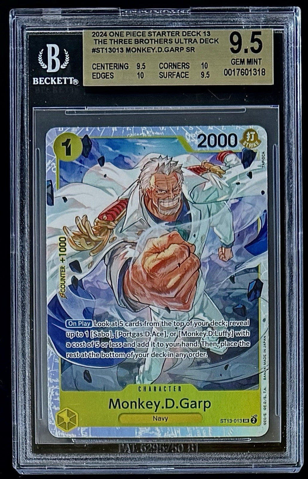 BGS 9.5 One Piece ST13-013 SR - Monkey.D.Garp - EN - Foil - The Three Brothers