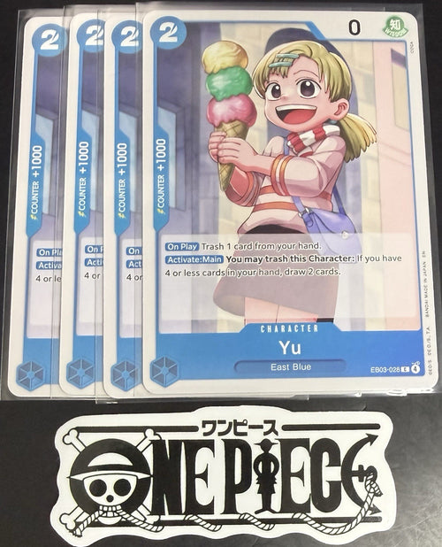 4 x One Piece EB03-028 C - Yu - EN - Regular - Play Set - TCG - NM/M