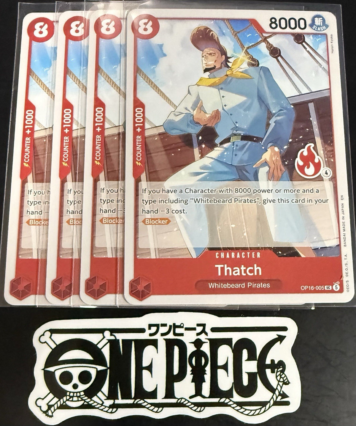 4x One Piece OP16-005 UC - Thatch - EN - Regular - Play Set - SD01 - NM/M