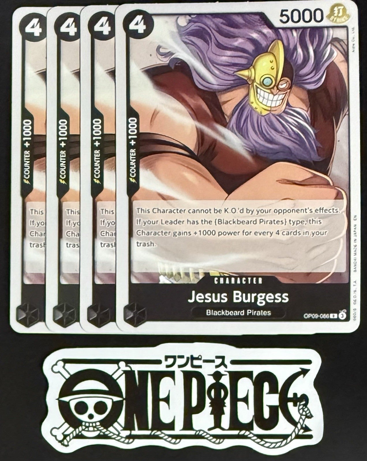 4x One Piece OP09-086 R Jesus Burgess - English - Regular - Playset - TCG - NM/M