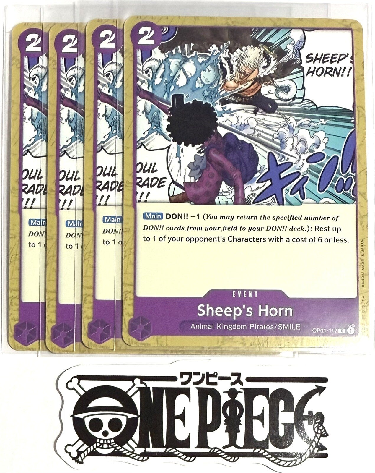 4x One Piece OP01-117 C Sheep's Horn - English - Regular - Playset - TCG - NM/M