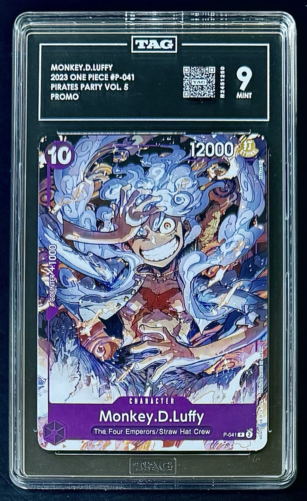 TAG 9 One Piece P-041 P Monkey.D.Luffy - EN - Reg - Pirates Party Vol.5 - Graded