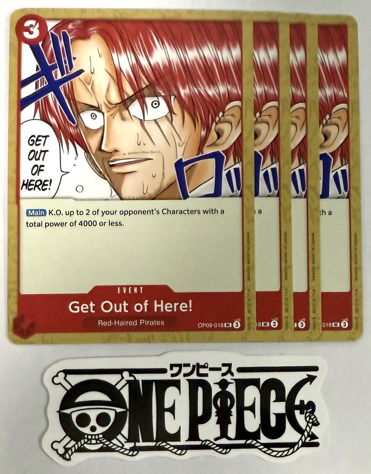 4x One Piece OP09-018 UC - Get Out of Here!- EN - Playset - TCG - NM/M