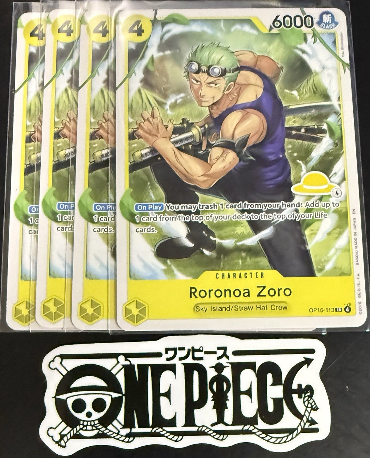 4x One Piece OP15-113 SR - Roronoa Zoro - EN - Regular - Play Set - SD01 - NM/M
