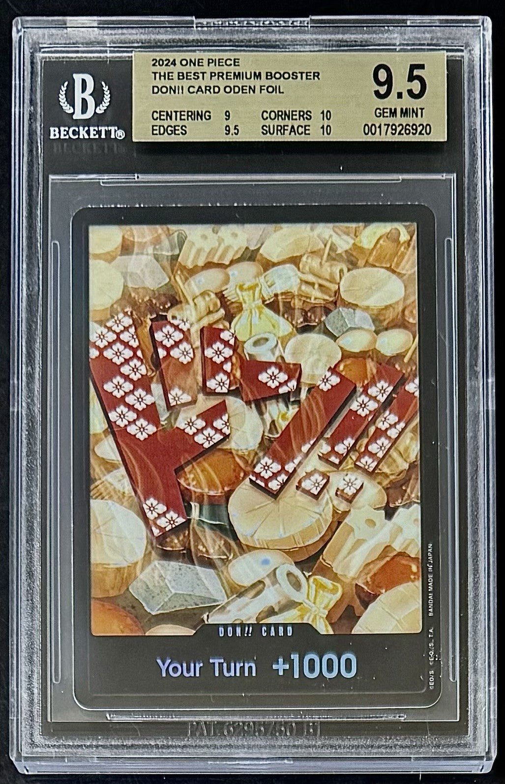 BGS 9.5 One Piece PRB01 Don!! Card Oden - English - The Best - Graded