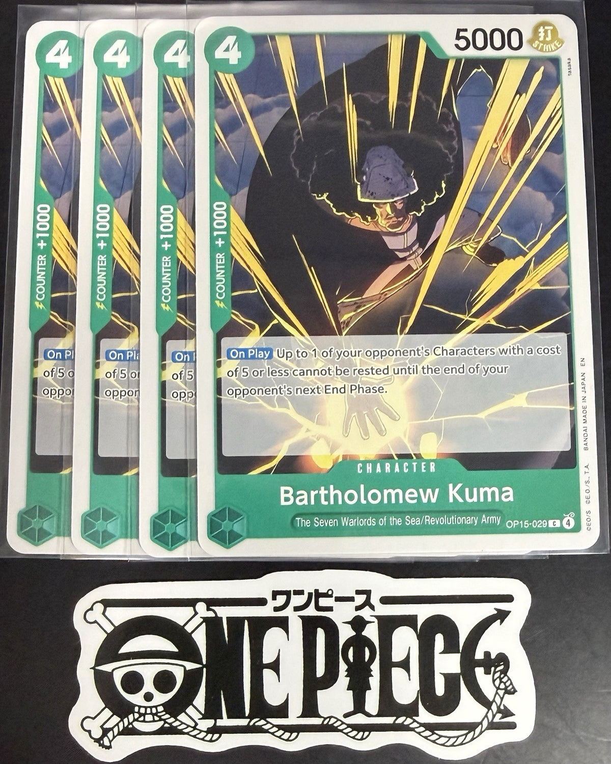 4x One Piece OP15-029 C - Bartholomew Kuma - EN - Regular - Play Set - TCG -NM/M