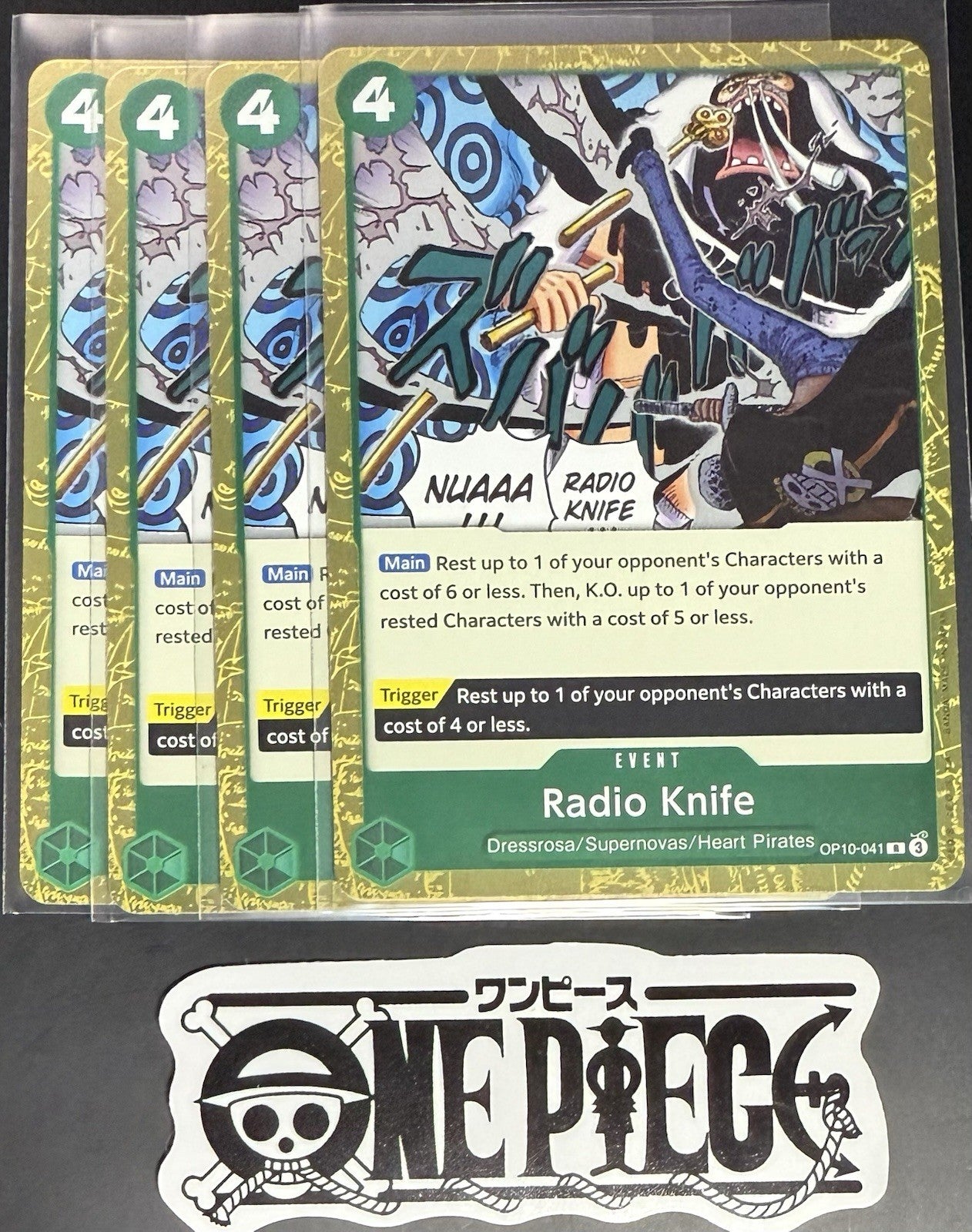 4x One Piece OP10-041 R Radio Knife - English - Foil - Playset - TCG - NM/M