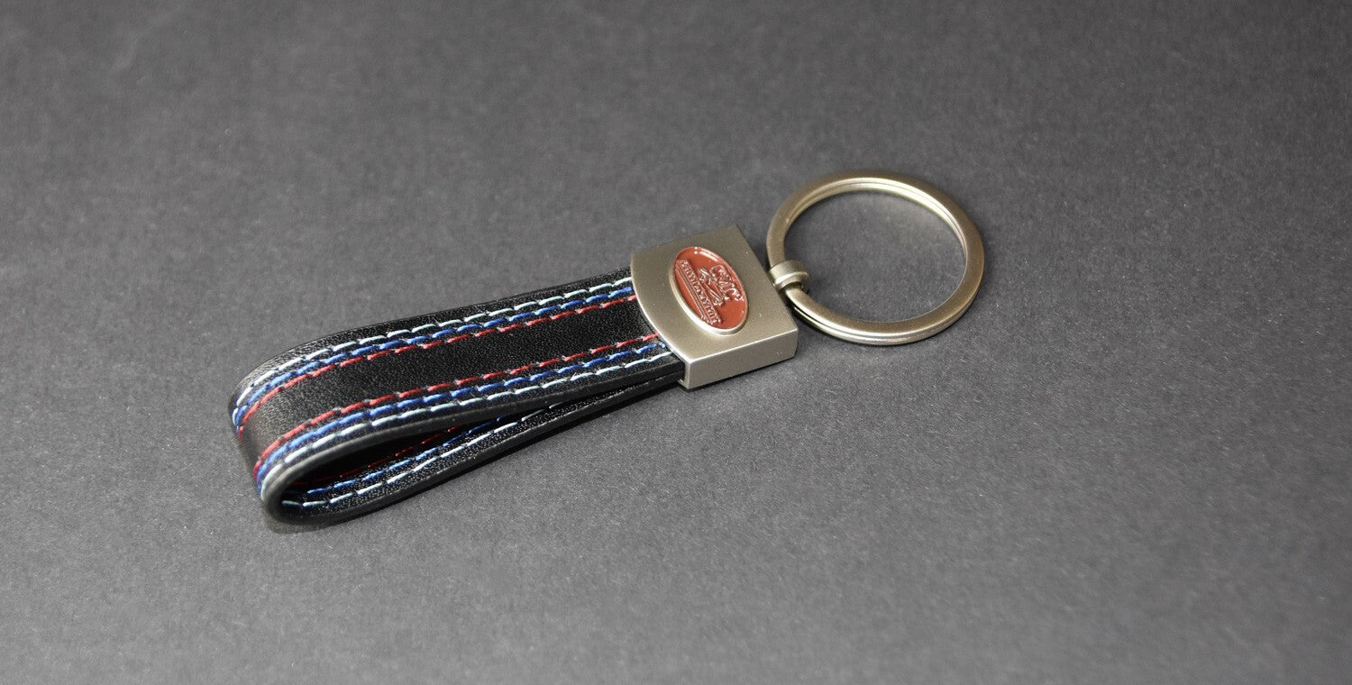 CMC Key Fob in Style-Leather with Decorative Stitching