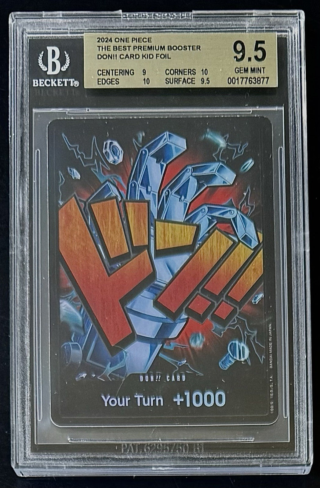 BGS 9.5 One Piece PRB01 Don!! Card Eustass"Captian"Kid Foil - English - Graded