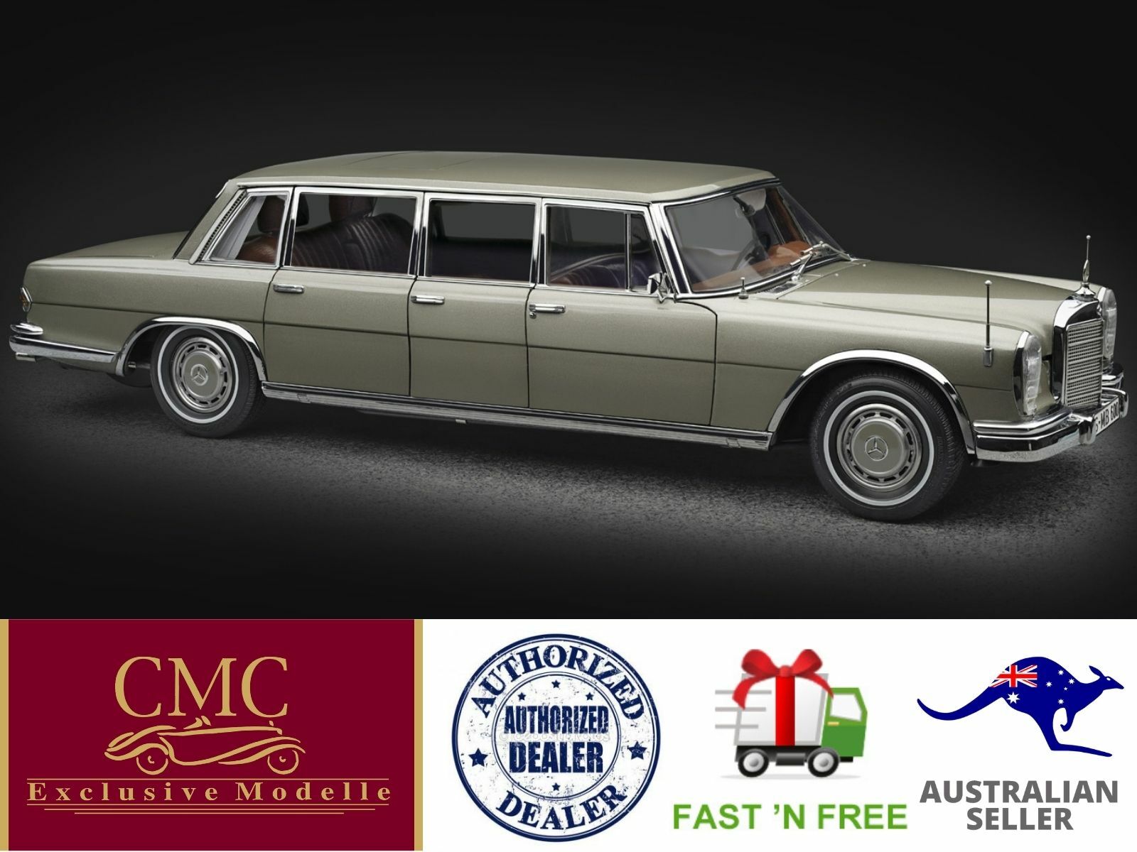 CMC M-204 Mercedes-Benz 600 Pullman W 100 Limousine w/ Sunroof, 1963-1981, 1:18
