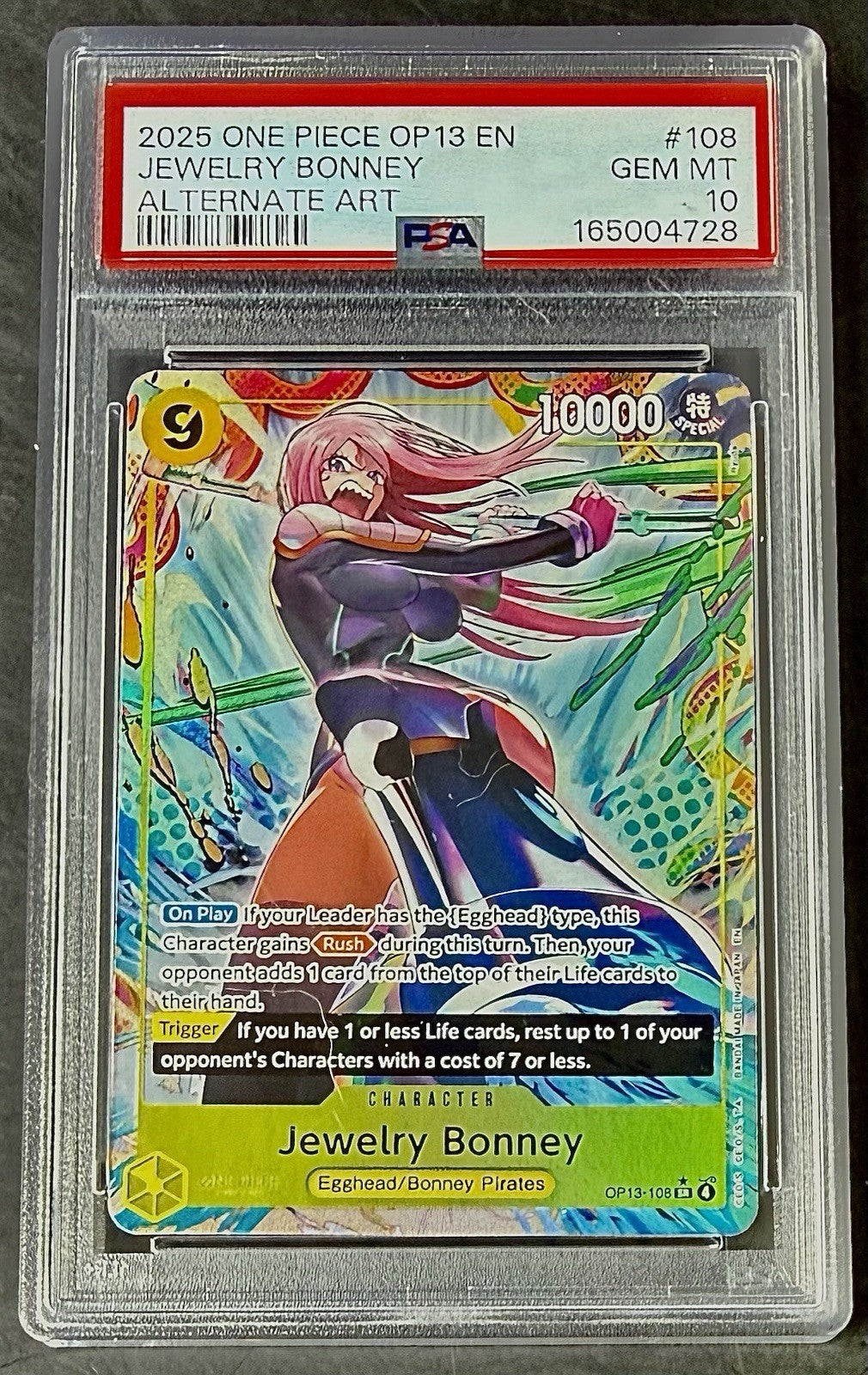 PSA 10 One Piece OP13-108 SR* - Jewelry Bonney - AA - EN - Carrying on His Will