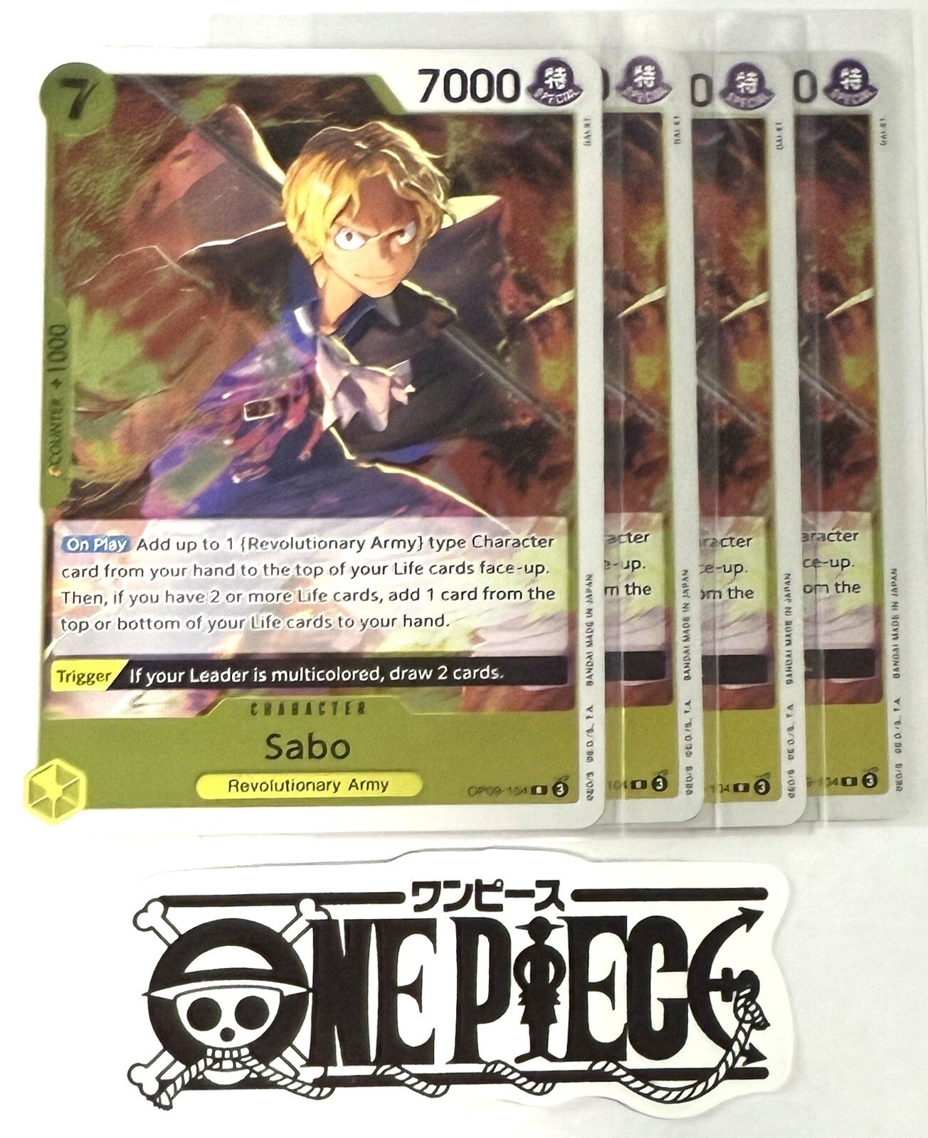 4x One Piece OP09-104 R Sabo - Foil - ENG - Play Set - TCG - NM/M