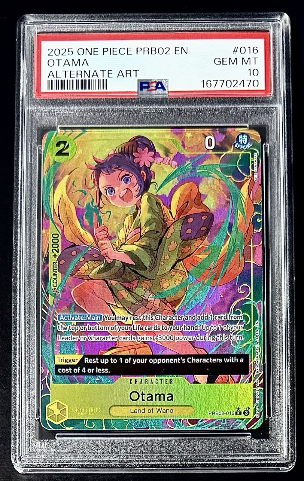 PSA 10  One Piece PRB02-016 R* - Otama - Alt Art - EN - Foil - PRB02