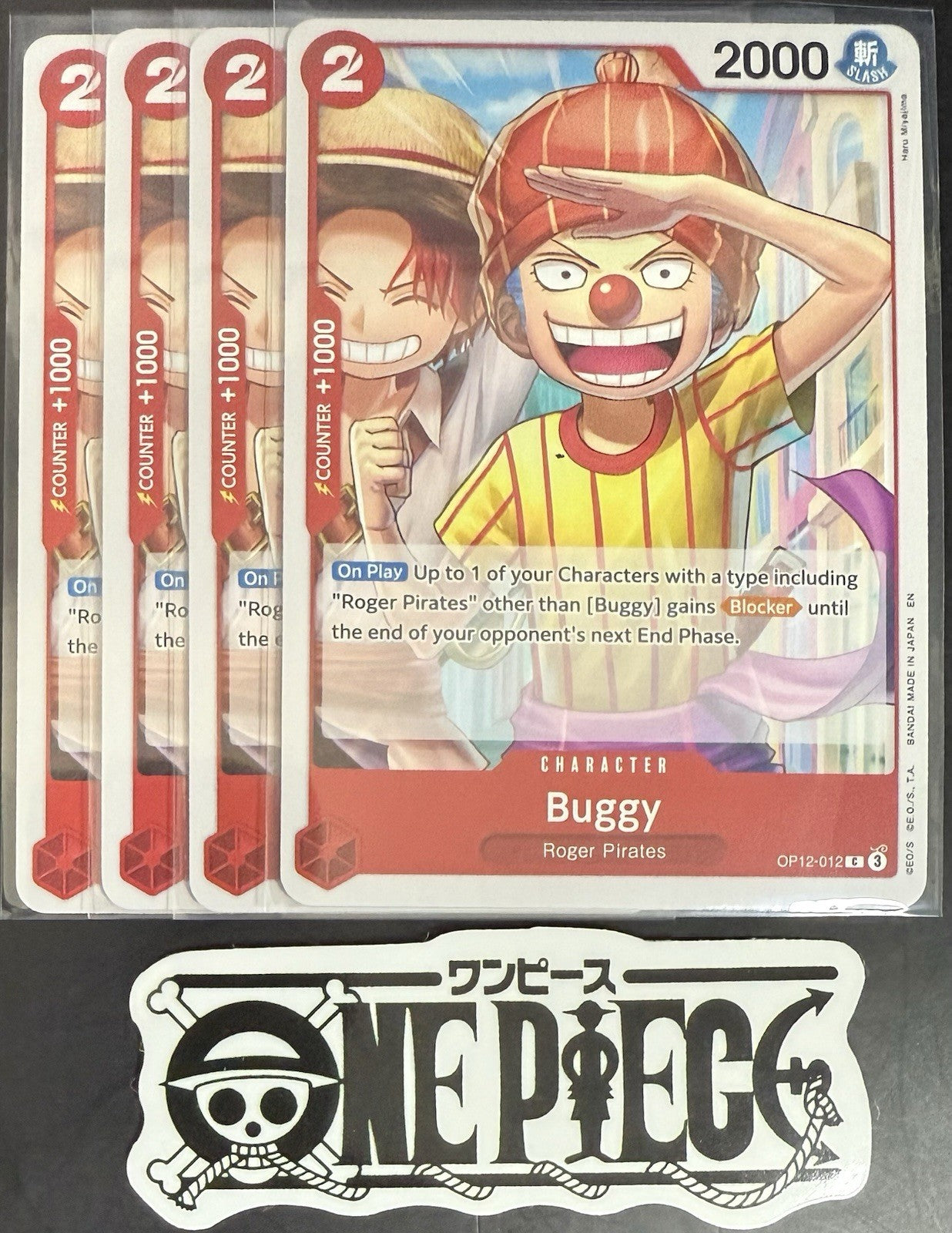 4 x One Piece OP12-012 C Buggy - ENG - Regular - Playset - NM/M