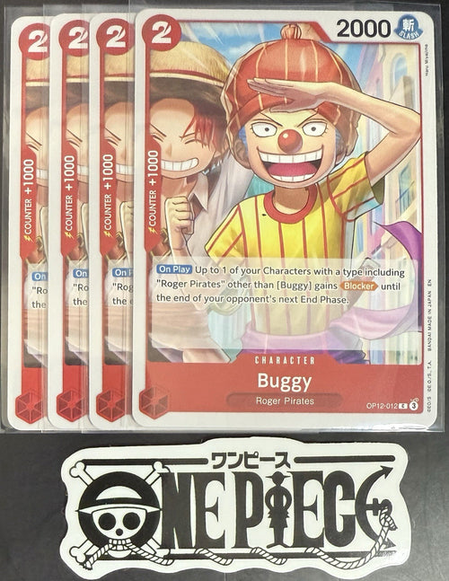 4 x One Piece OP12-012 C Buggy - ENG - Regular - Playset - NM/M