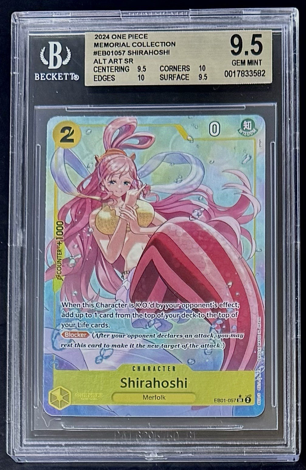 BGS 9.5 One Piece EB01-057 SR* Shirahoshi Alt Art - English- Memorial Collection
